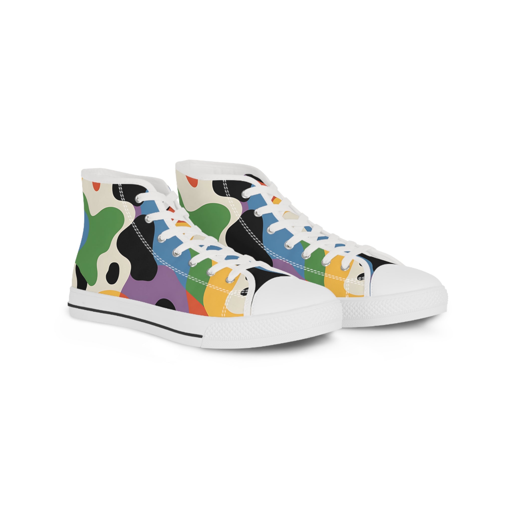 Colorful Abstract Canvas High-Top Sneakers, Artsulli - Art is Long, Life is Short, Shoes, Size, US 5, Color, White sole, , , 95319452058449603796
