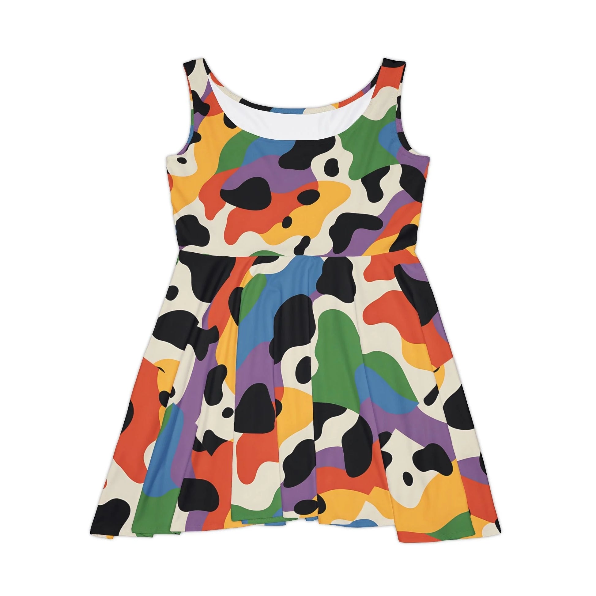 Printify Colorful Abstract Cow Print Skater Dress 2025