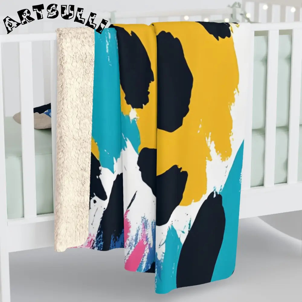 Colorful Abstract Cozy Fleece Blanket, Artsulli - Art is Long, Life is Short, Home Decor, , , , , , , 