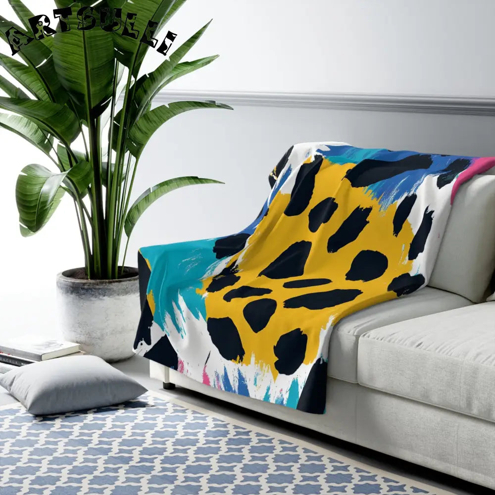 Colorful Abstract Cozy Fleece Blanket, Artsulli - Art is Long, Life is Short, Home Decor, , , , , , , 