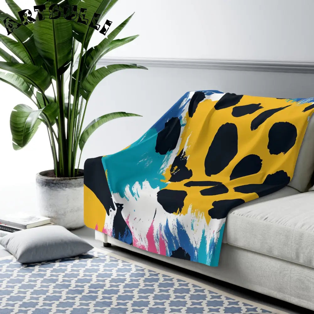 Colorful Abstract Cozy Fleece Blanket, Artsulli - Art is Long, Life is Short, Home Decor, , , , , , , 