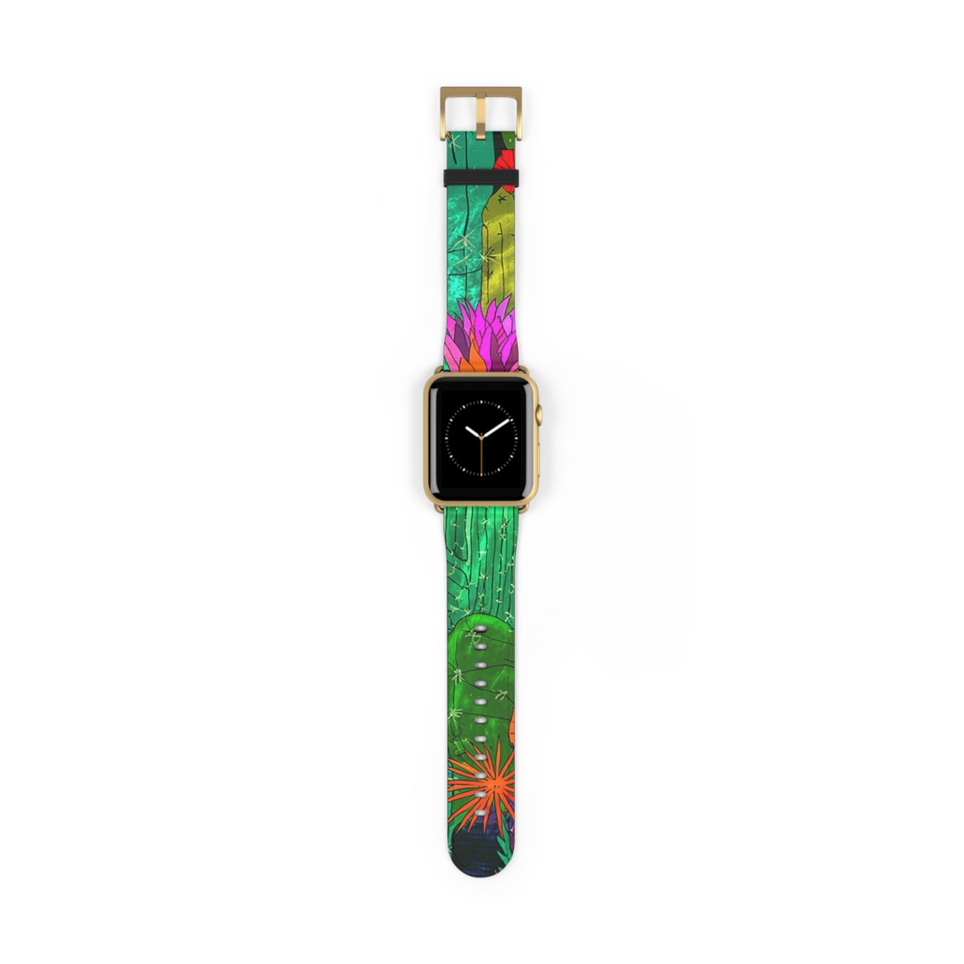 Colorful Abstract Faux Leather Apple Watch Band, Artsulli - Art is Long, Life is Short, Accessories, Size, 42 - 45 mm, Color, Gold Matte, , , 25472517079221657357