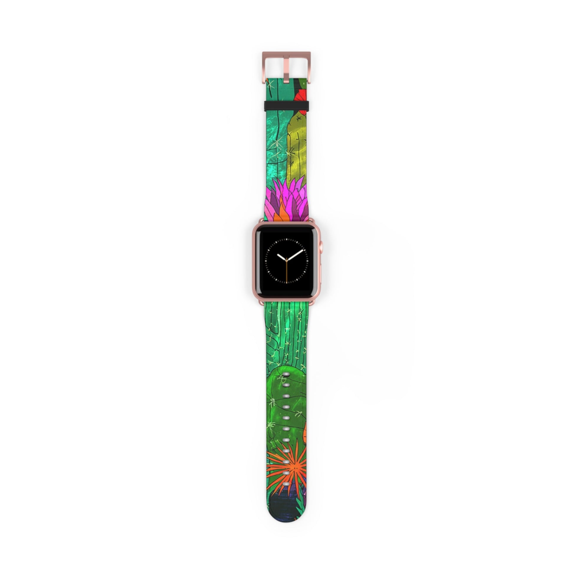 Colorful Abstract Faux Leather Apple Watch Band, Artsulli - Art is Long, Life is Short, Accessories, Size, 42 - 45 mm, Color, Rose Gold Matte, , , 54108743128114653108