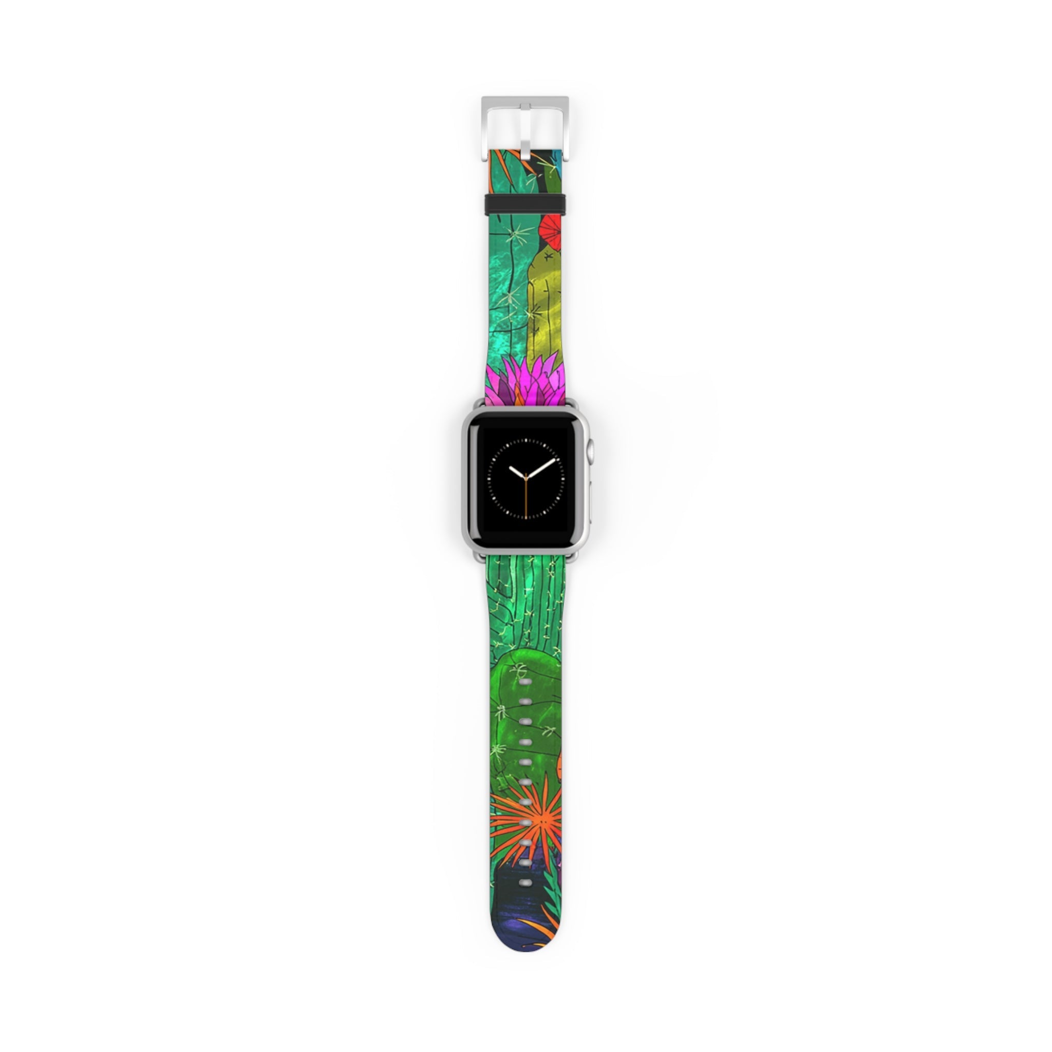 Colorful Abstract Faux Leather Apple Watch Band, Artsulli - Art is Long, Life is Short, Accessories, Size, 38 - 41 mm, Color, Silver Matte, , , 17329095012417866260