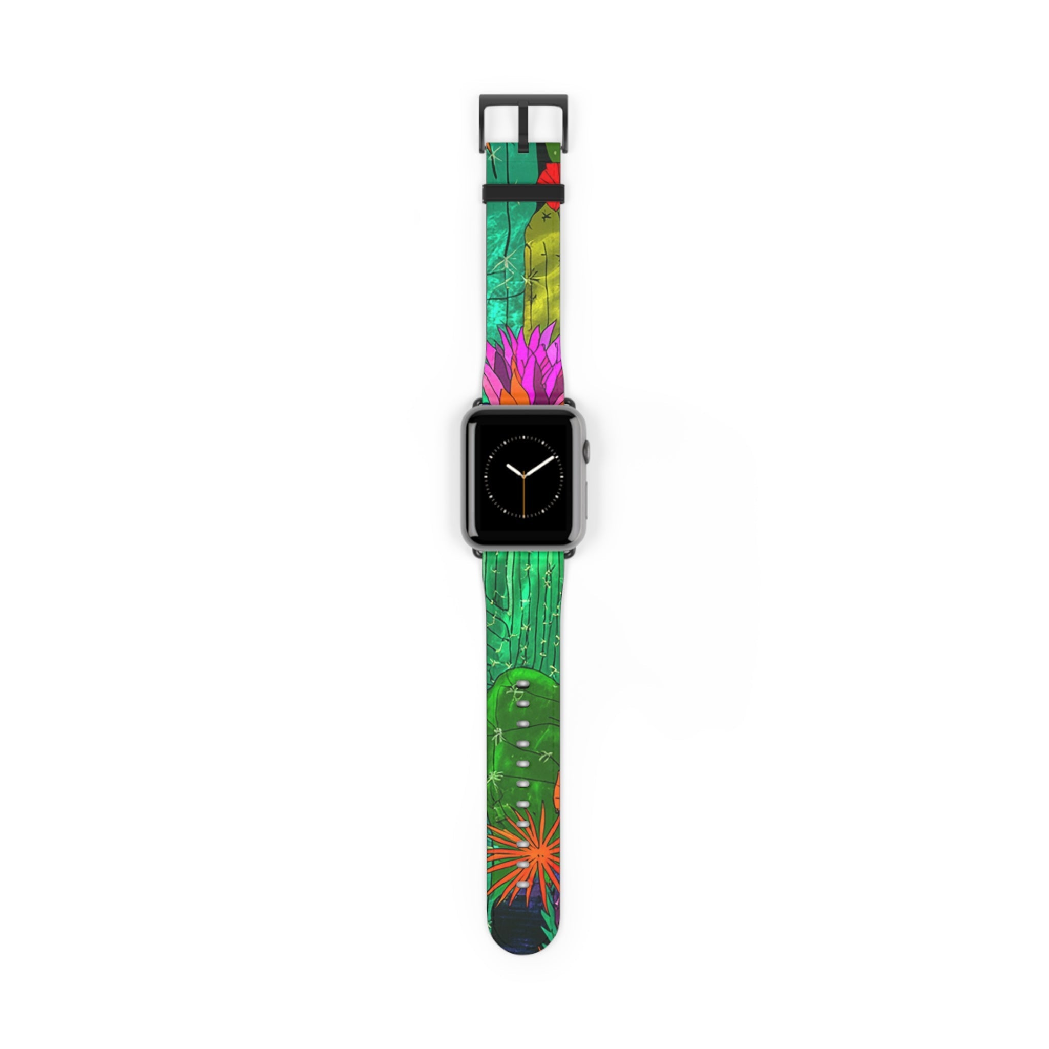 Colorful Abstract Faux Leather Apple Watch Band, Artsulli - Art is Long, Life is Short, Accessories, Size, 42 - 45 mm, Color, Black Matte, , , 32039798842848760556