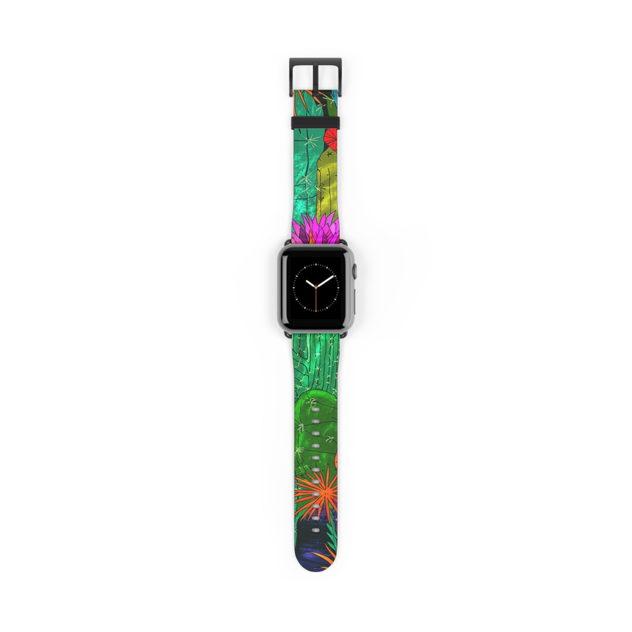 Colorful Abstract Faux Leather Apple Watch Band, Artsulli - Art is Long, Life is Short, Accessories, Size, 38 - 41 mm, Color, Black Matte, , , 25398501301287334796
