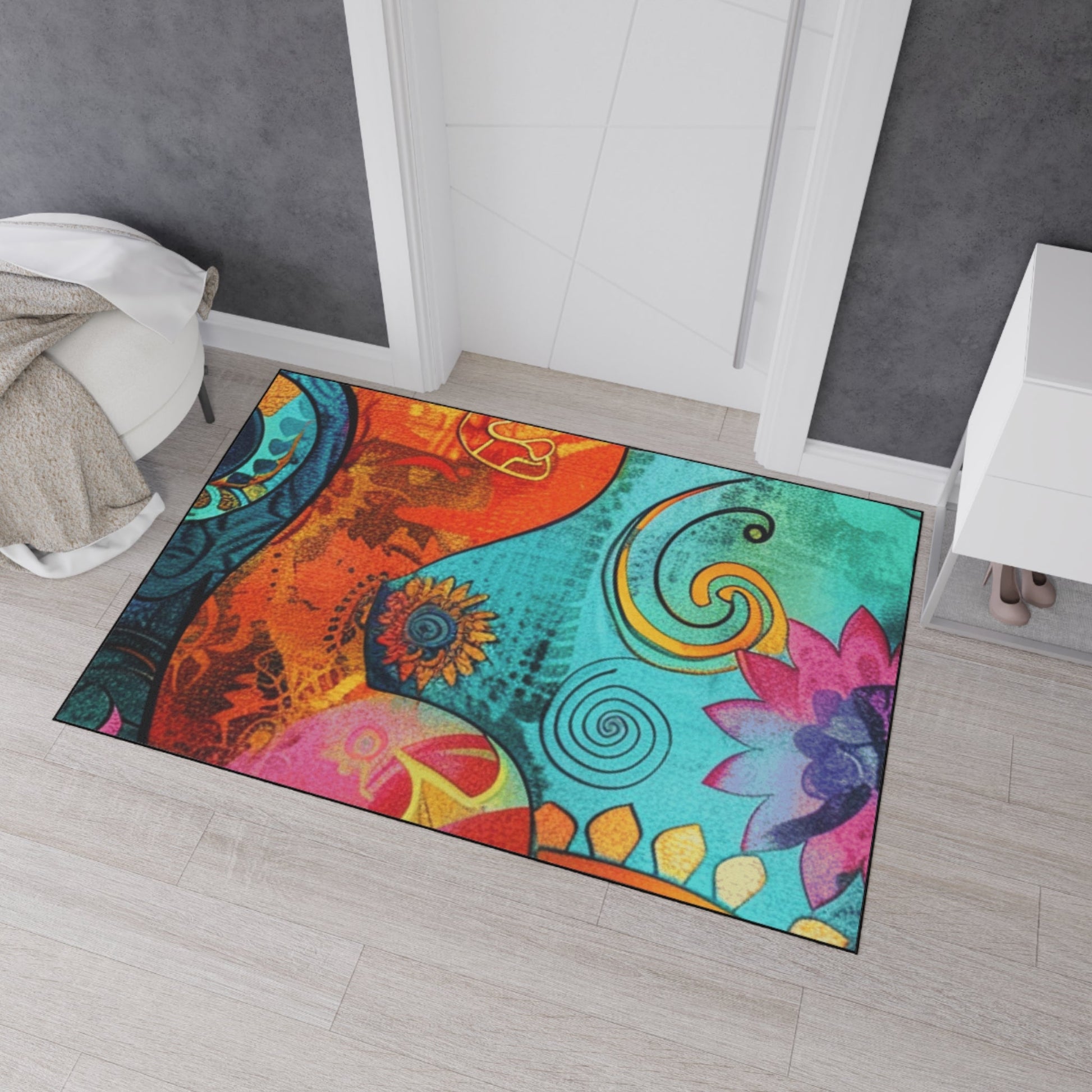 Colorful Abstract Floral Area Rug, Artsulli - Art is Long, Life is Short, Home Decor, , , , , , , 