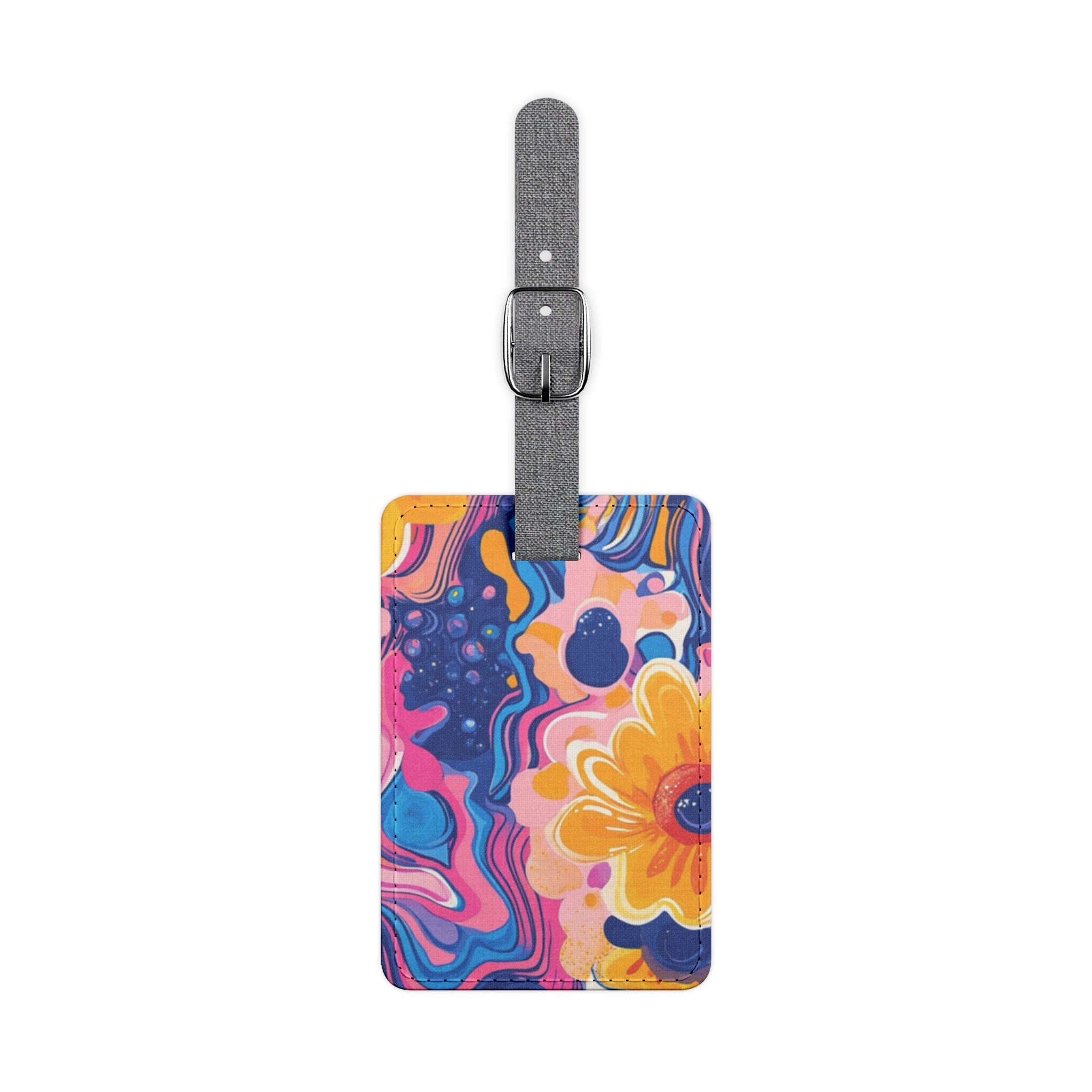 Printify Colorful Abstract Floral Luggage Tag 2025