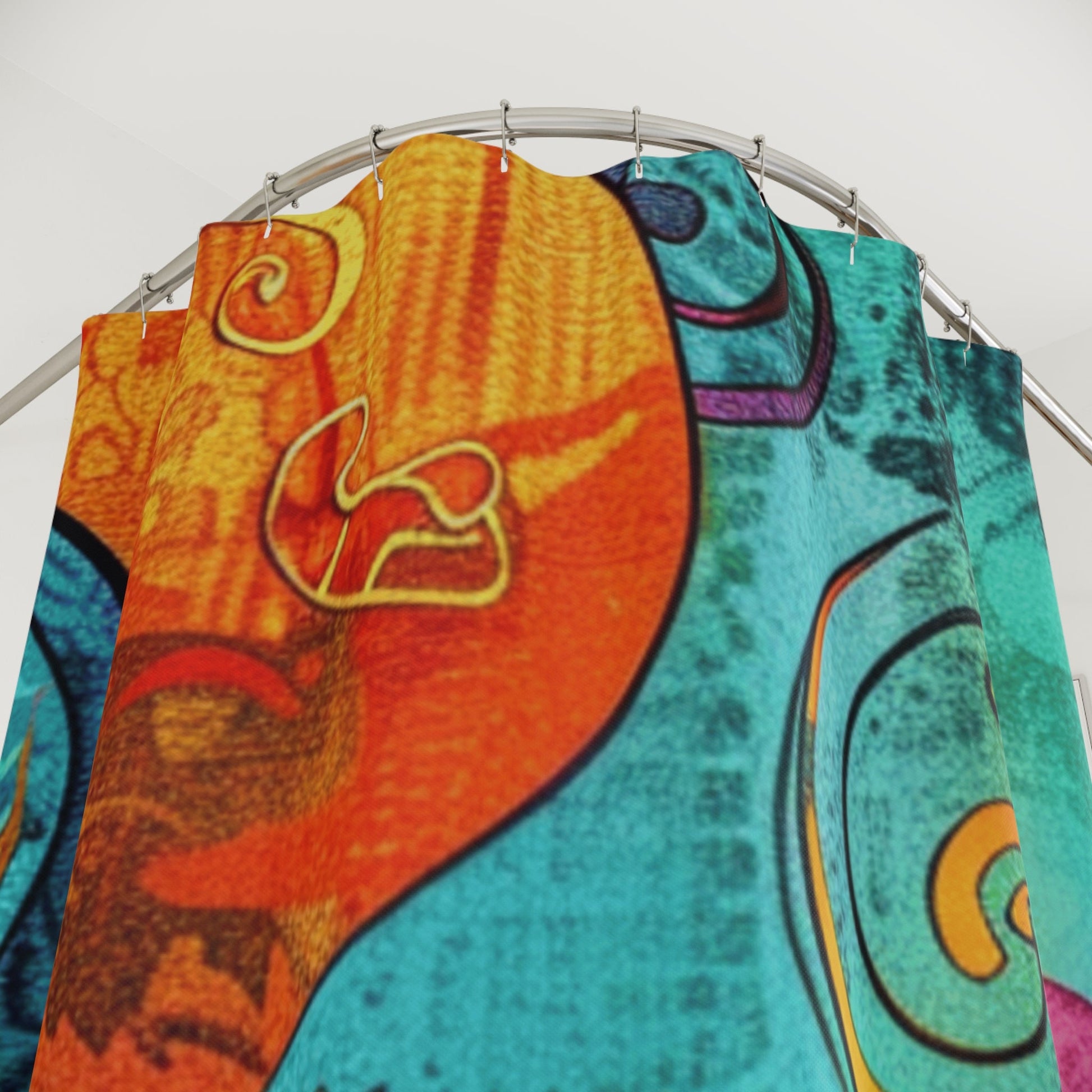 Colorful Abstract Floral Swirl Shower Curtain, Artsulli - Art is Long, Life is Short, Home Decor, , , , , , , 