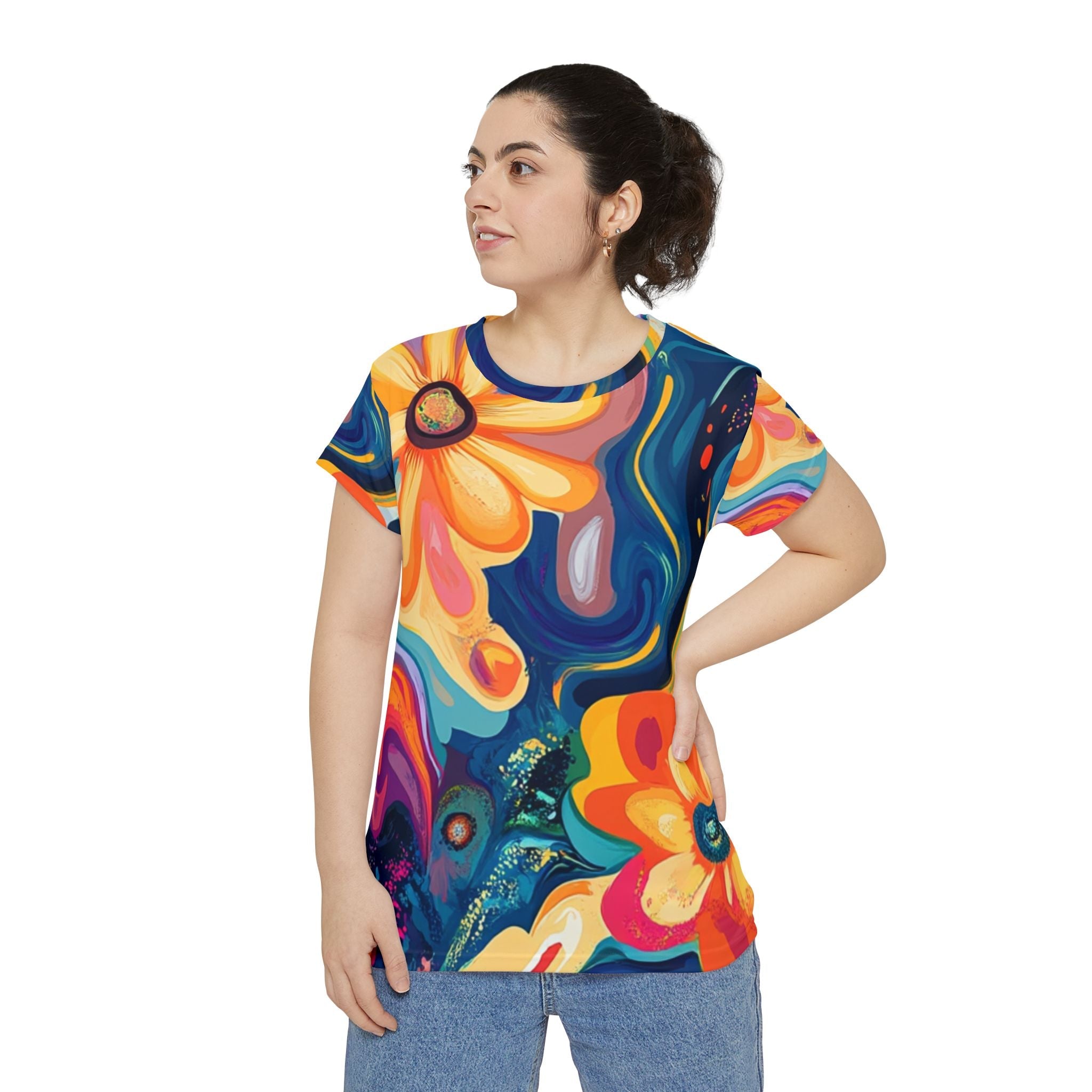 Colorful Abstract Floral T-Shirt, Artsulli - Art is Long, Life is Short, All Over Prints, , , , , , , 