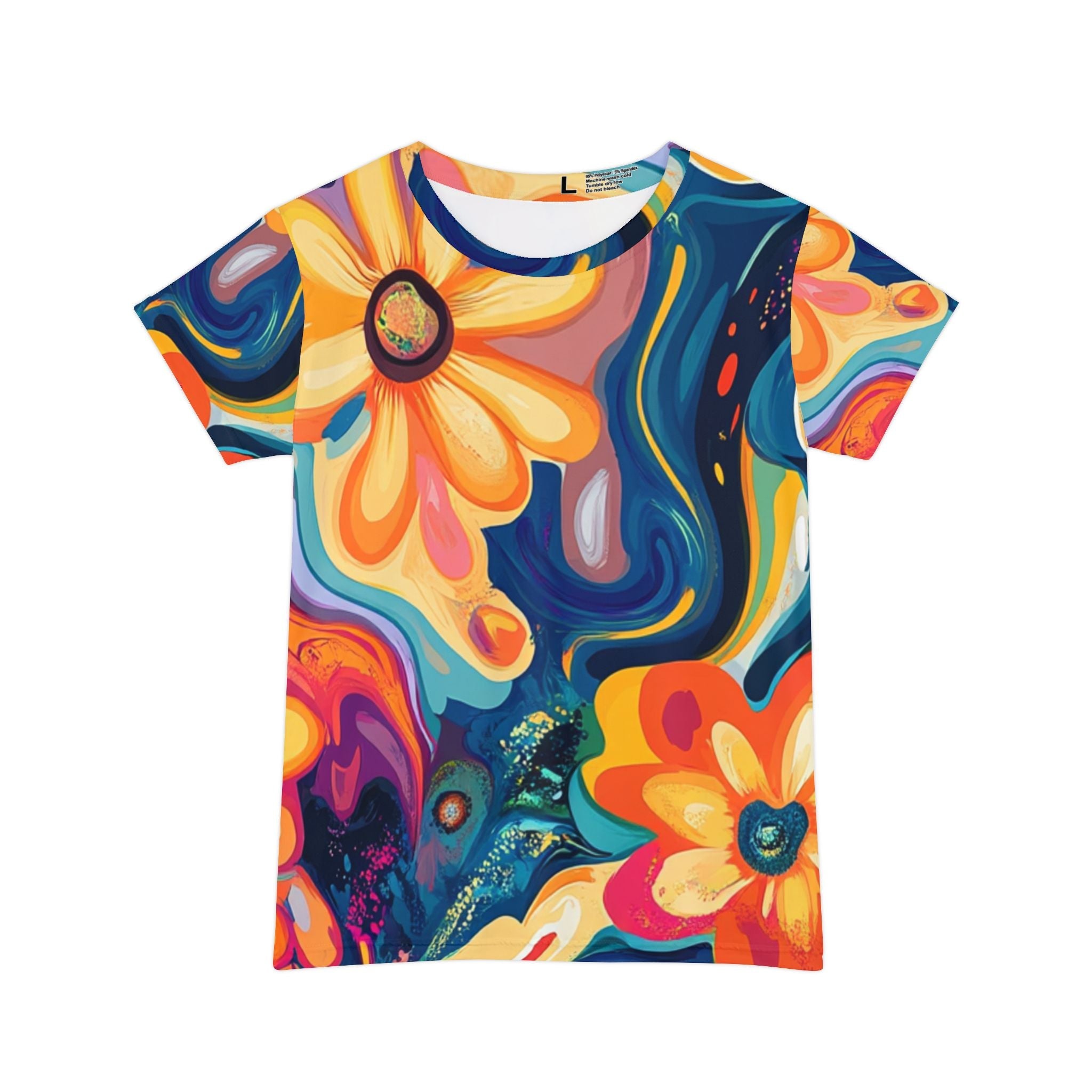 Printify Colorful Abstract Floral T-Shirt 2025