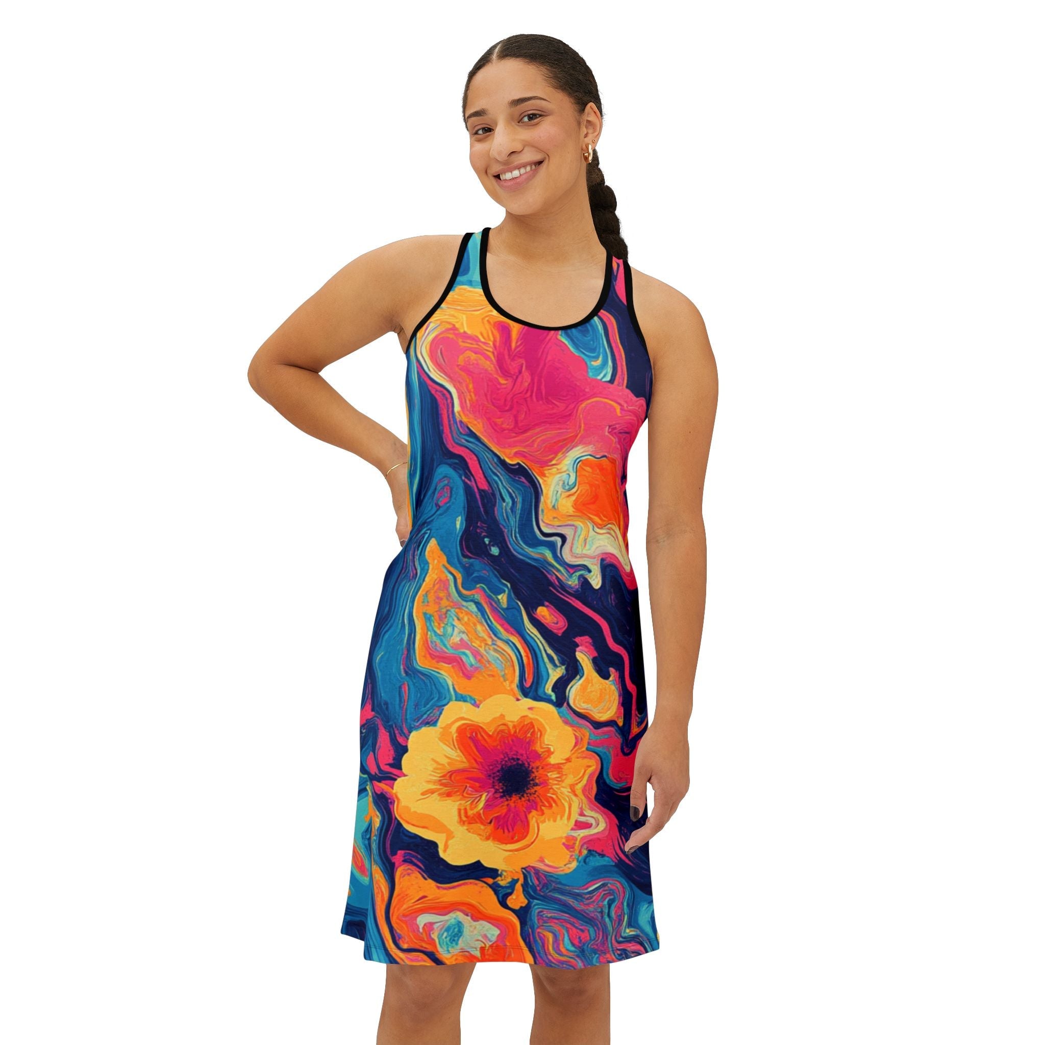 Colorful Abstract Floral Tank Dress, Artsulli - Art is Long, Life is Short, Tank Top, , , , , , , 