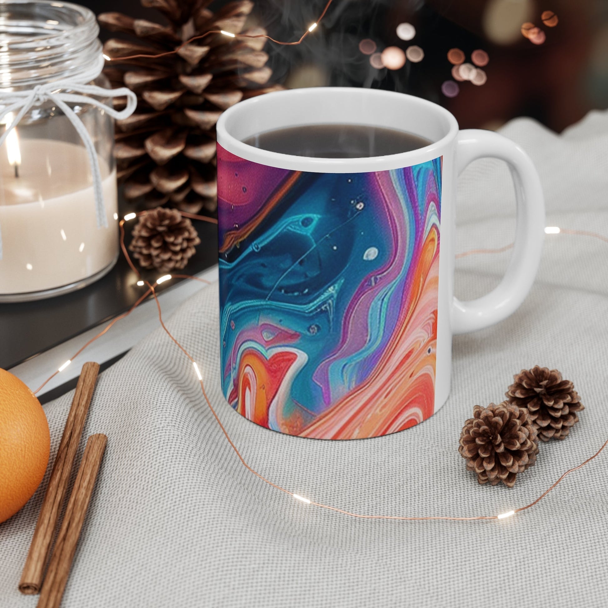 Colorful Abstract Fluid Art Mug, Artsulli - Art is Long, Life is Short, Mug, , , , , , , 