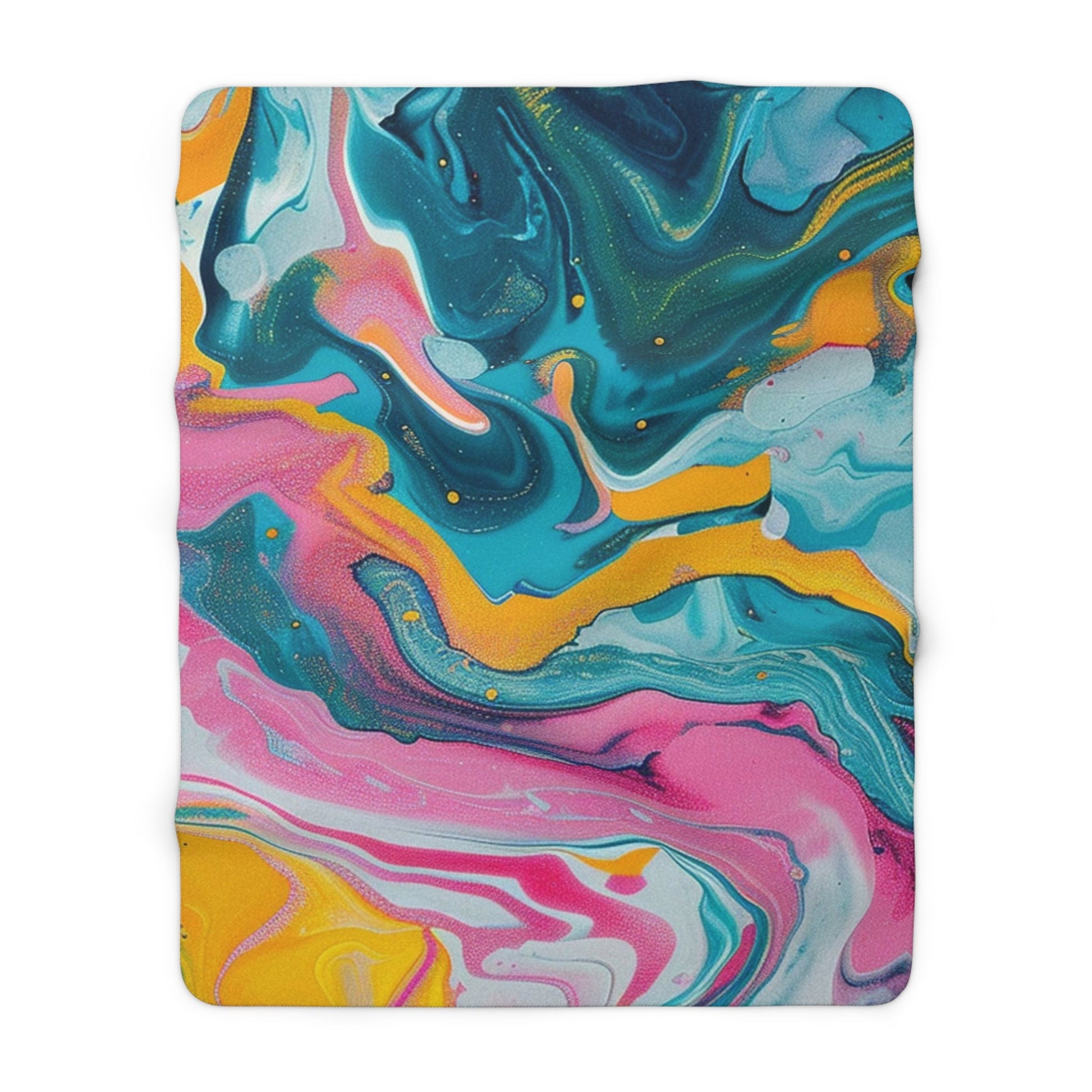 Colorful Abstract Fluid Art Sherpa Fleece Blanket, Artsulli - Art is Long, Life is Short, Home Decor, Size, 60" × 80", , , , , 75527967280465280868
