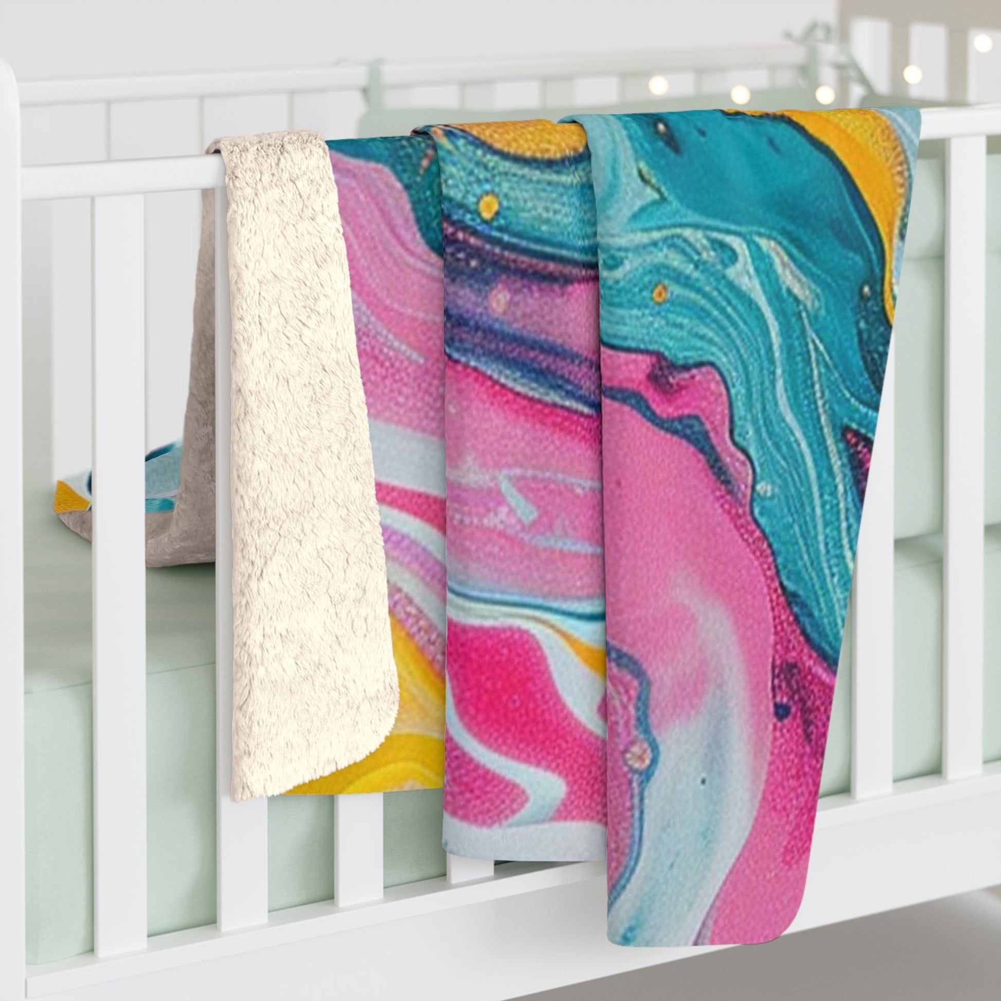 Colorful Abstract Fluid Art Sherpa Fleece Blanket, Artsulli - Art is Long, Life is Short, Home Decor, , , , , , , 