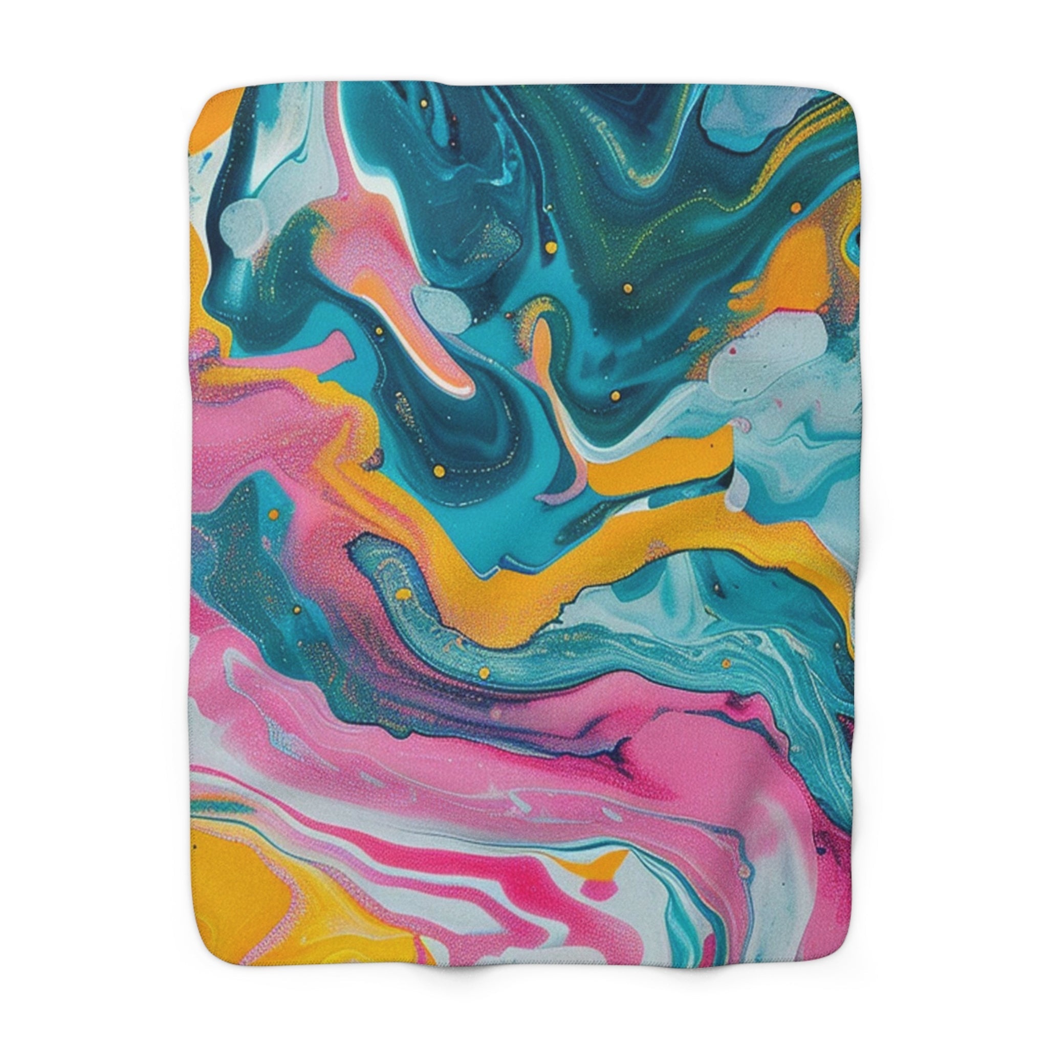 Printify Colorful Abstract Fluid Art Sherpa Fleece Blanket 2025