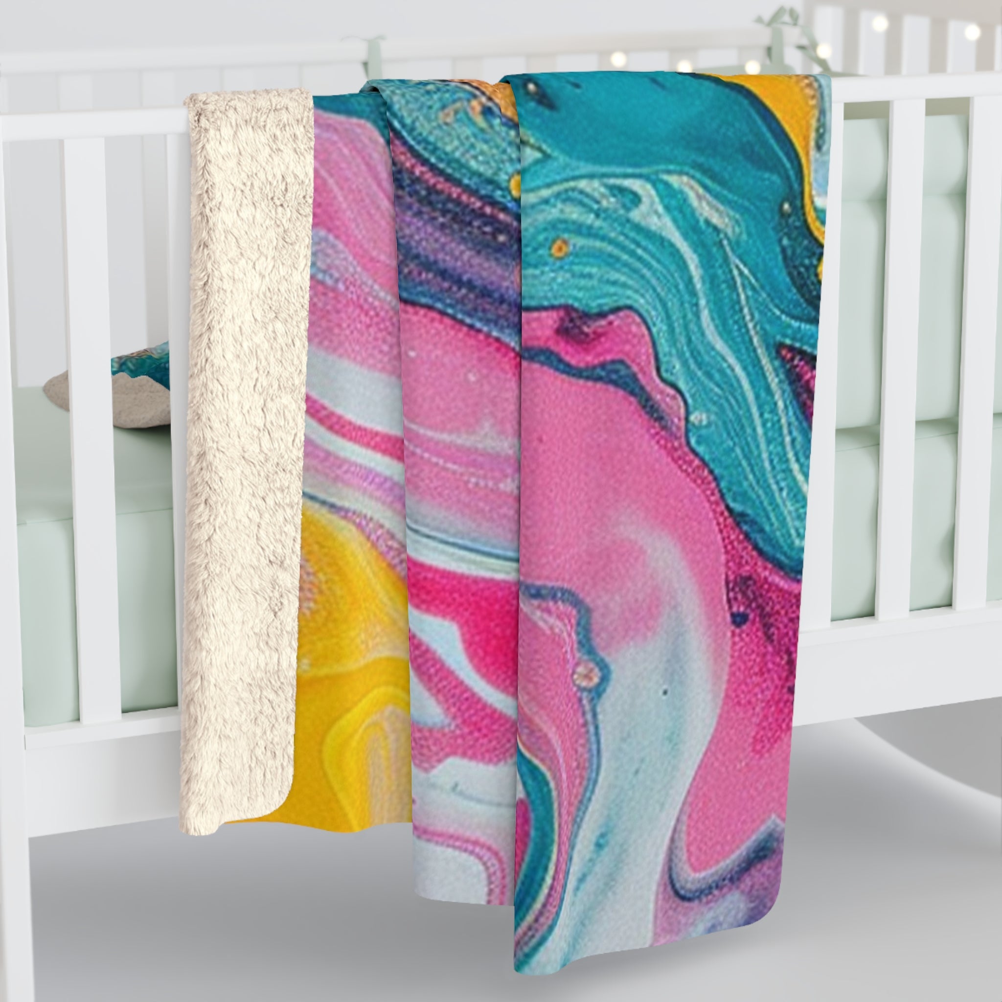 Colorful Abstract Fluid Art Sherpa Fleece Blanket, Artsulli - Art is Long, Life is Short, Home Decor, , , , , , , 