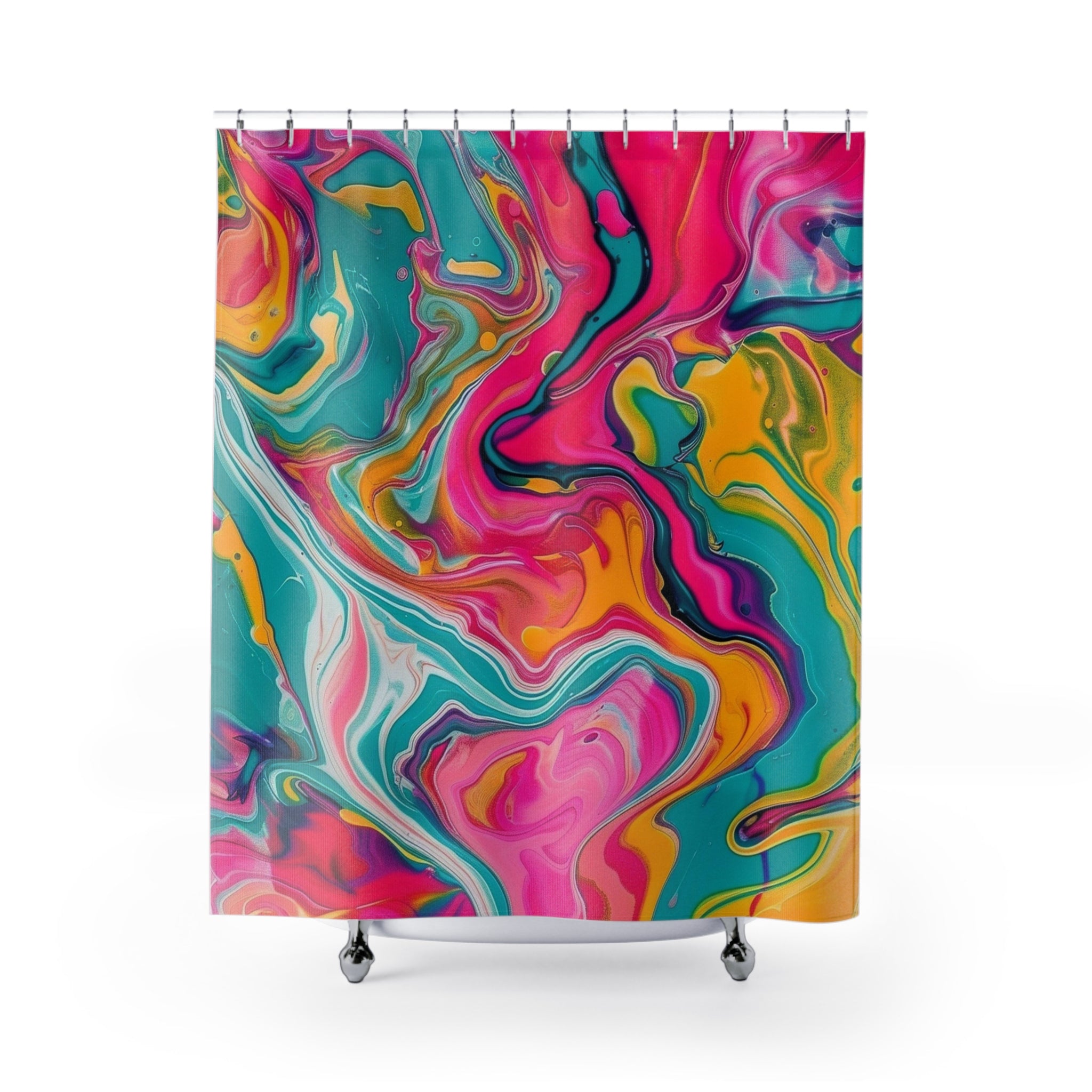 Printify Colorful Abstract Fluid Art Shower Curtain 2025