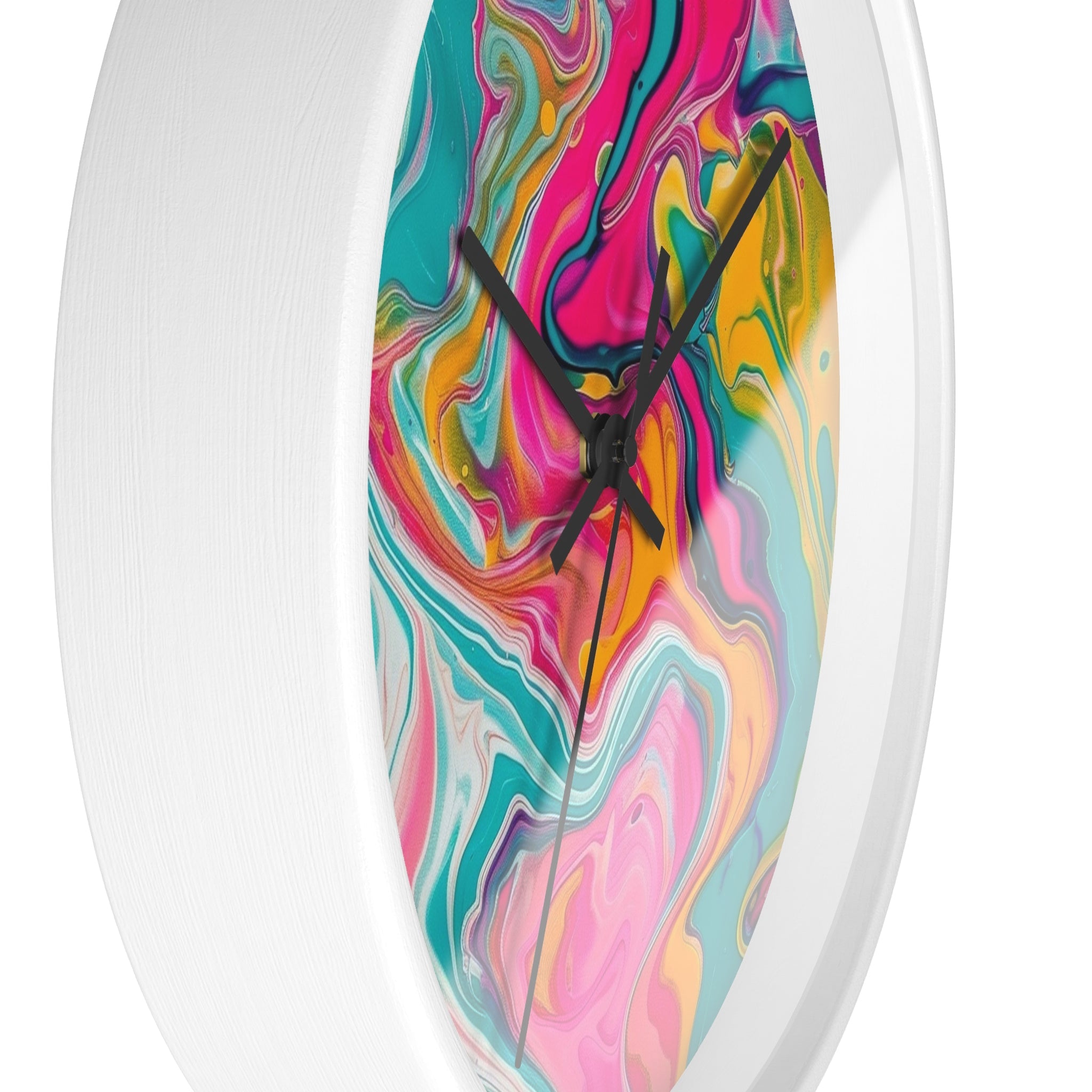 Colorful Abstract Fluid Art Wall Clock, Artsulli - Art is Long, Life is Short, Home Decor, , , , , , , 