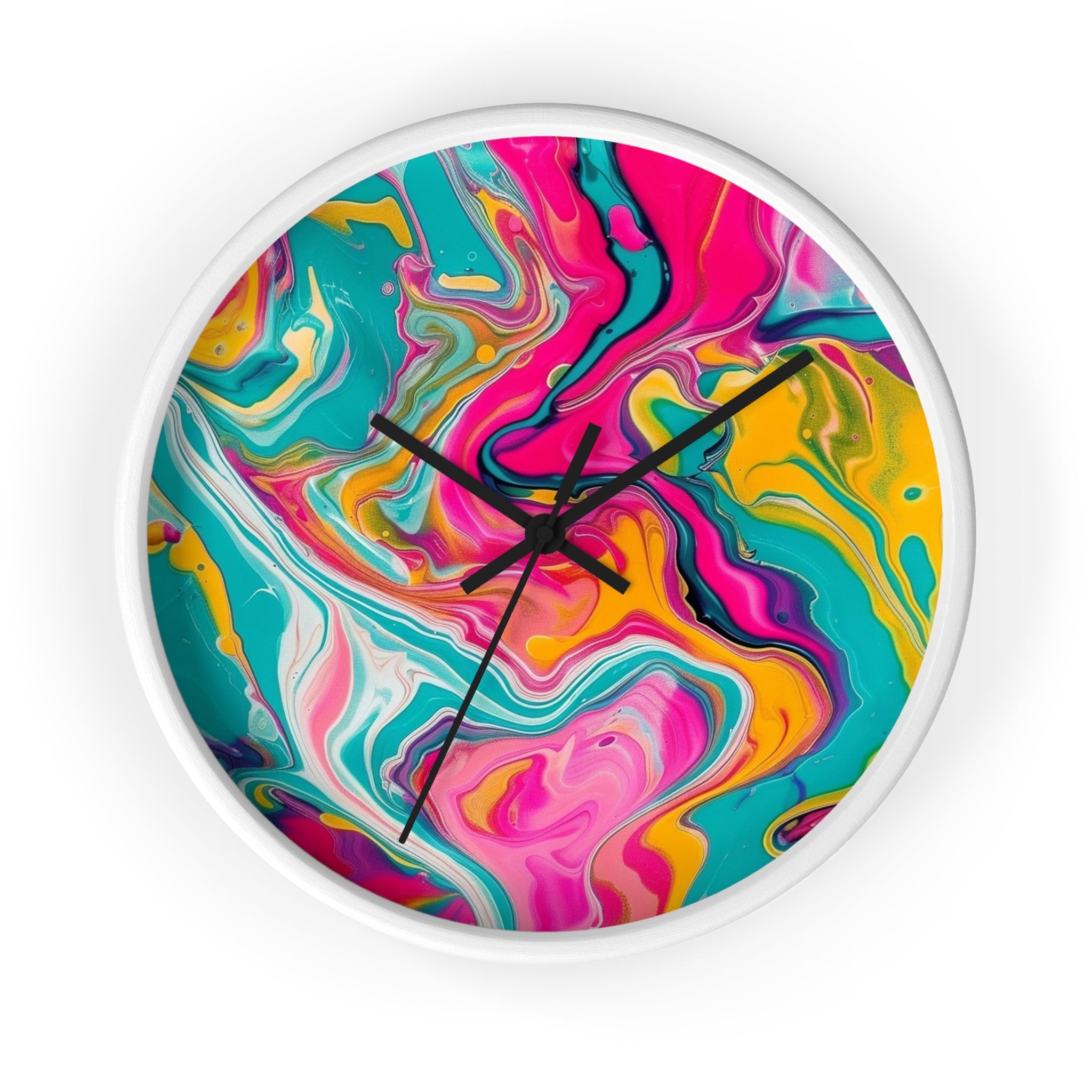 Printify Colorful Abstract Fluid Art Wall Clock 2025