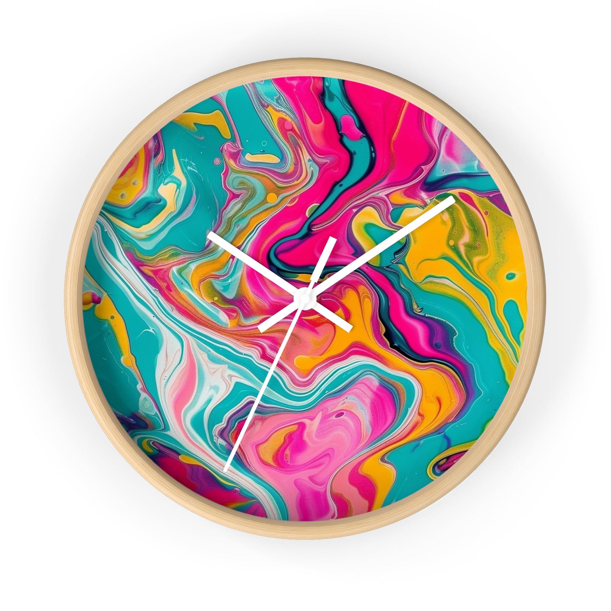 Colorful Abstract Fluid Art Wall Clock, Artsulli - Art is Long, Life is Short, Home Decor, Color, Wooden Base, Hands, White, Size, 10", 94764891277360682239