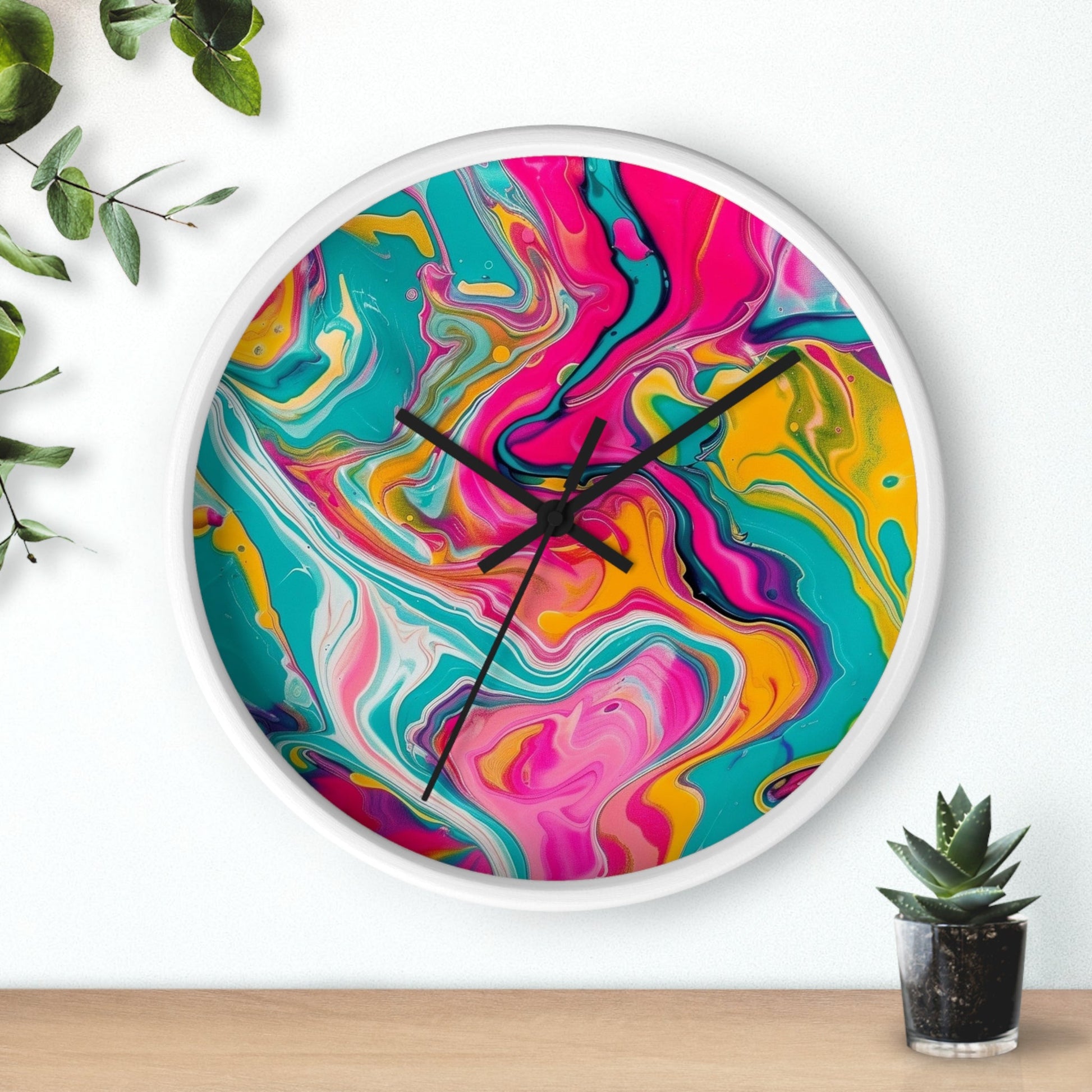 Colorful Abstract Fluid Art Wall Clock, Artsulli - Art is Long, Life is Short, Home Decor, , , , , , , 