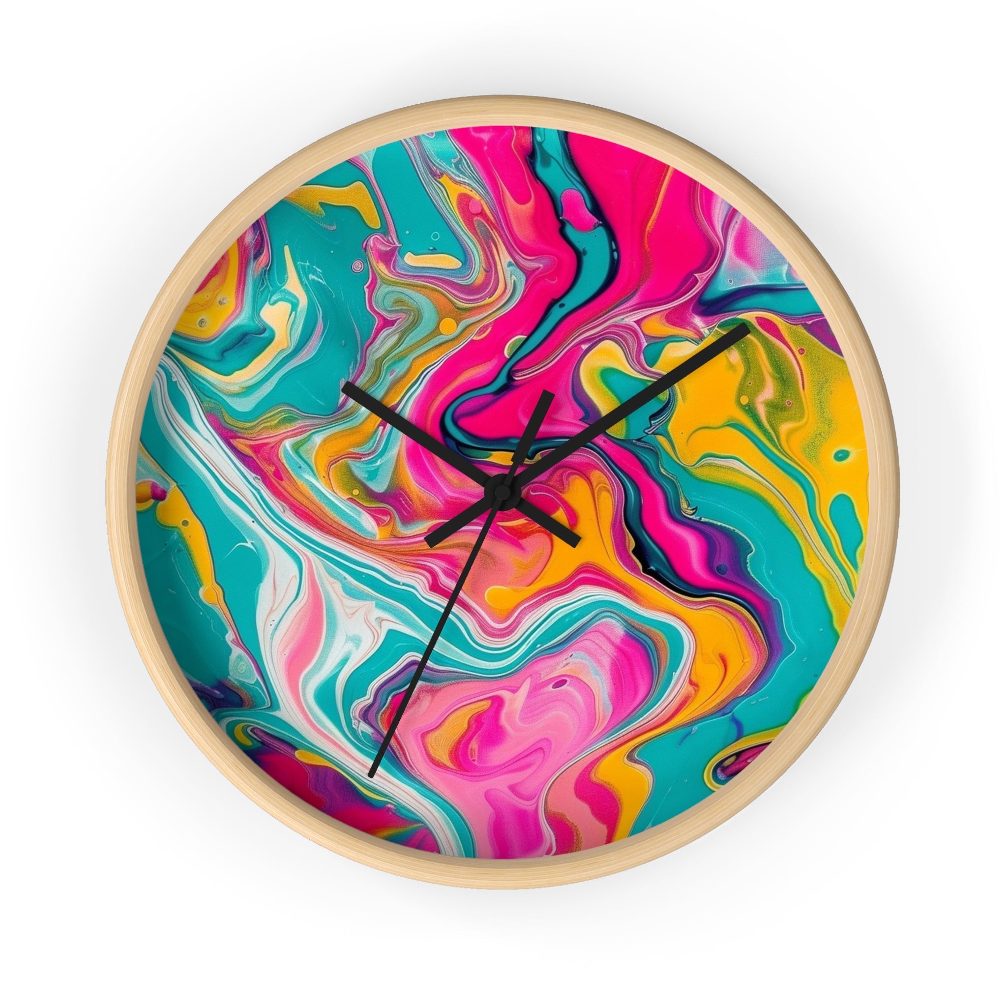 Printify Colorful Abstract Fluid Art Wall Clock 2025