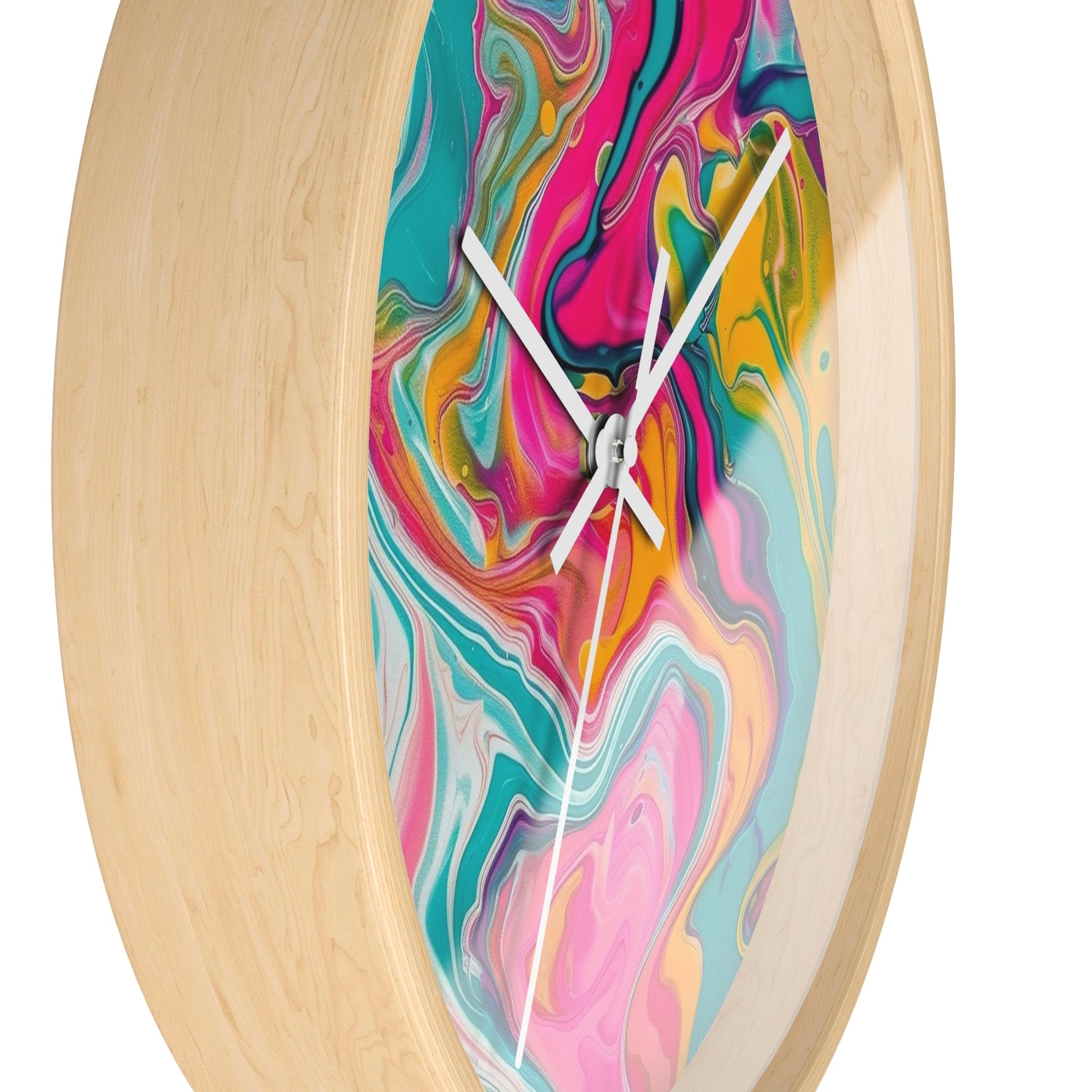 Colorful Abstract Fluid Art Wall Clock, Artsulli - Art is Long, Life is Short, Home Decor, , , , , , , 
