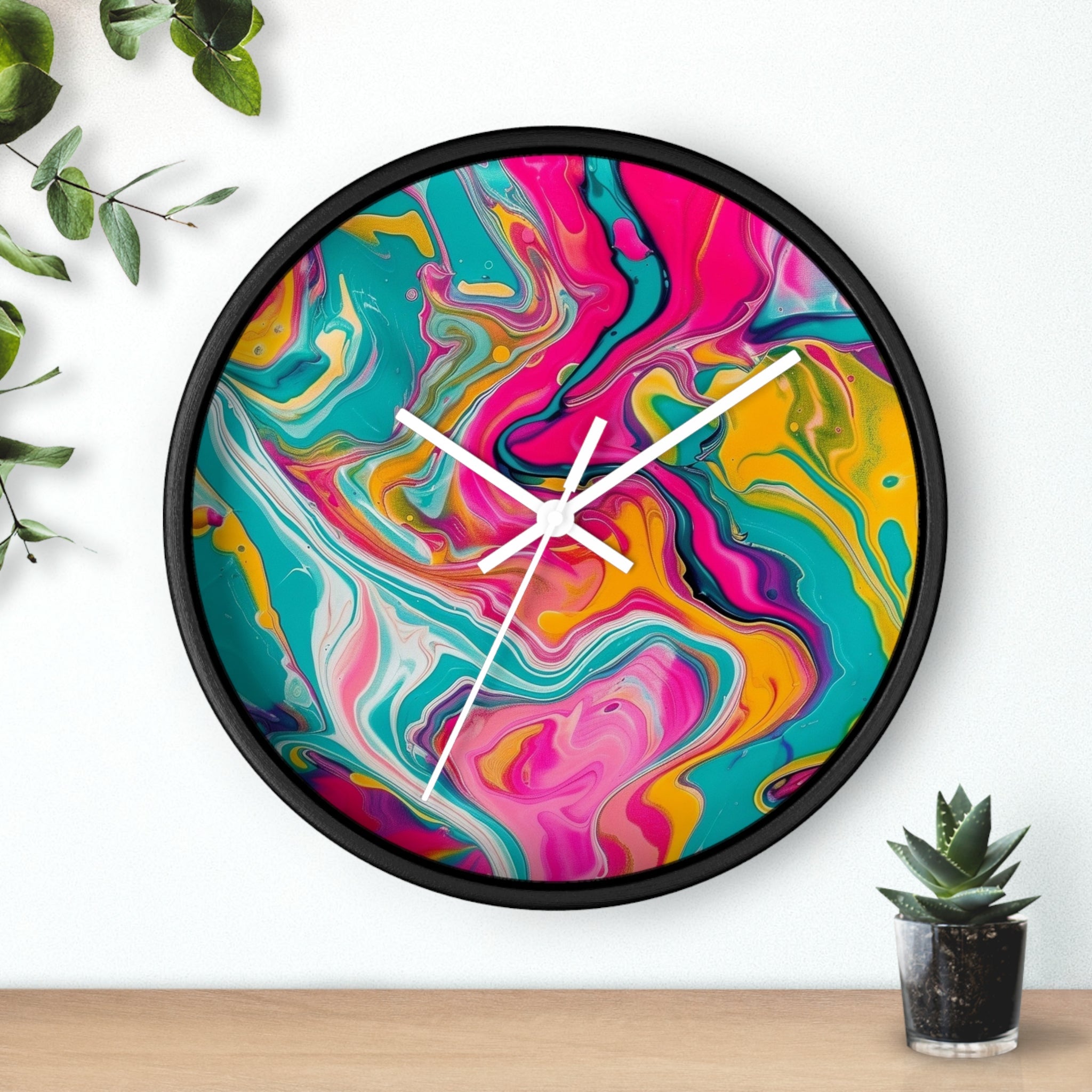 Colorful Abstract Fluid Art Wall Clock, Artsulli - Art is Long, Life is Short, Home Decor, , , , , , , 