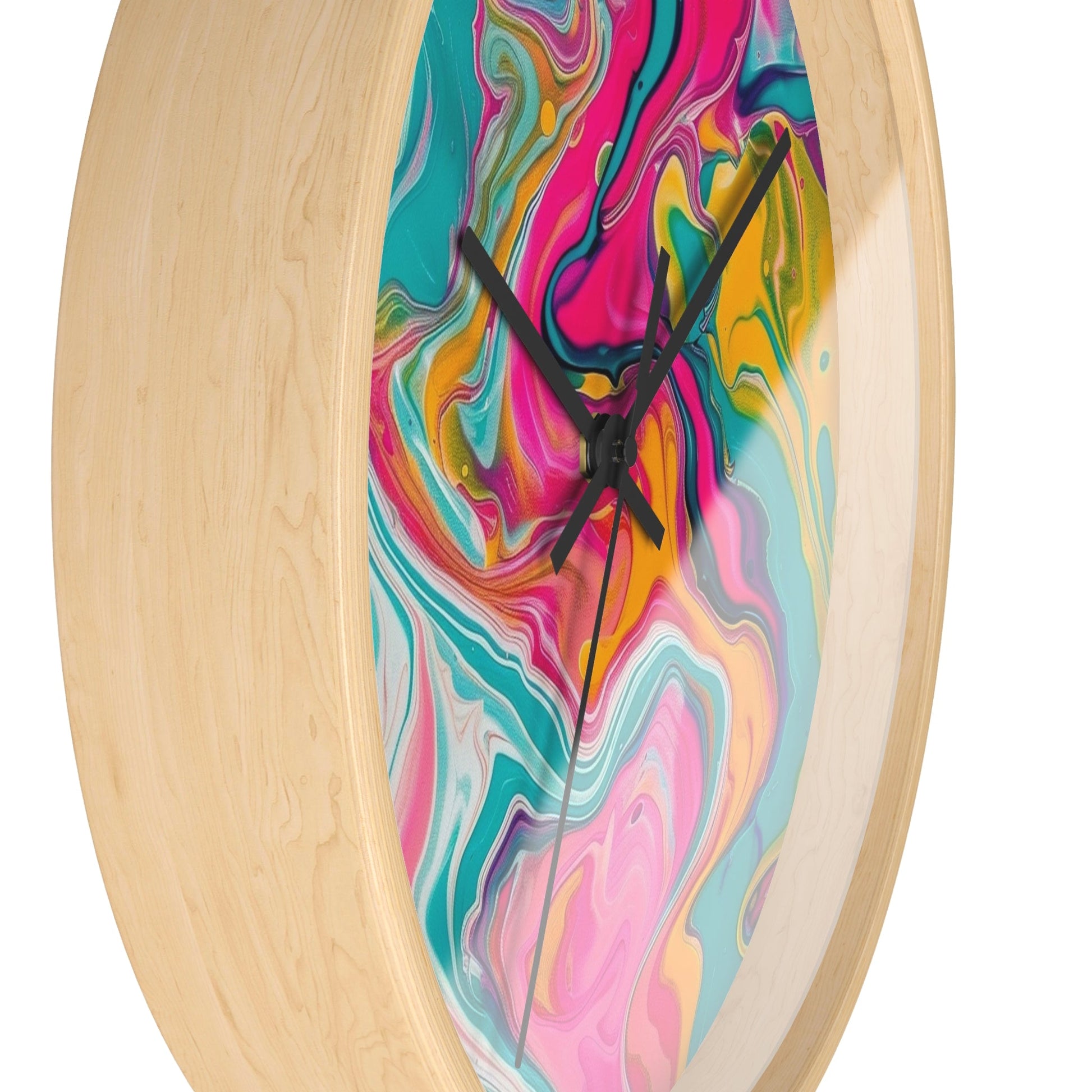 Colorful Abstract Fluid Art Wall Clock, Artsulli - Art is Long, Life is Short, Home Decor, , , , , , , 