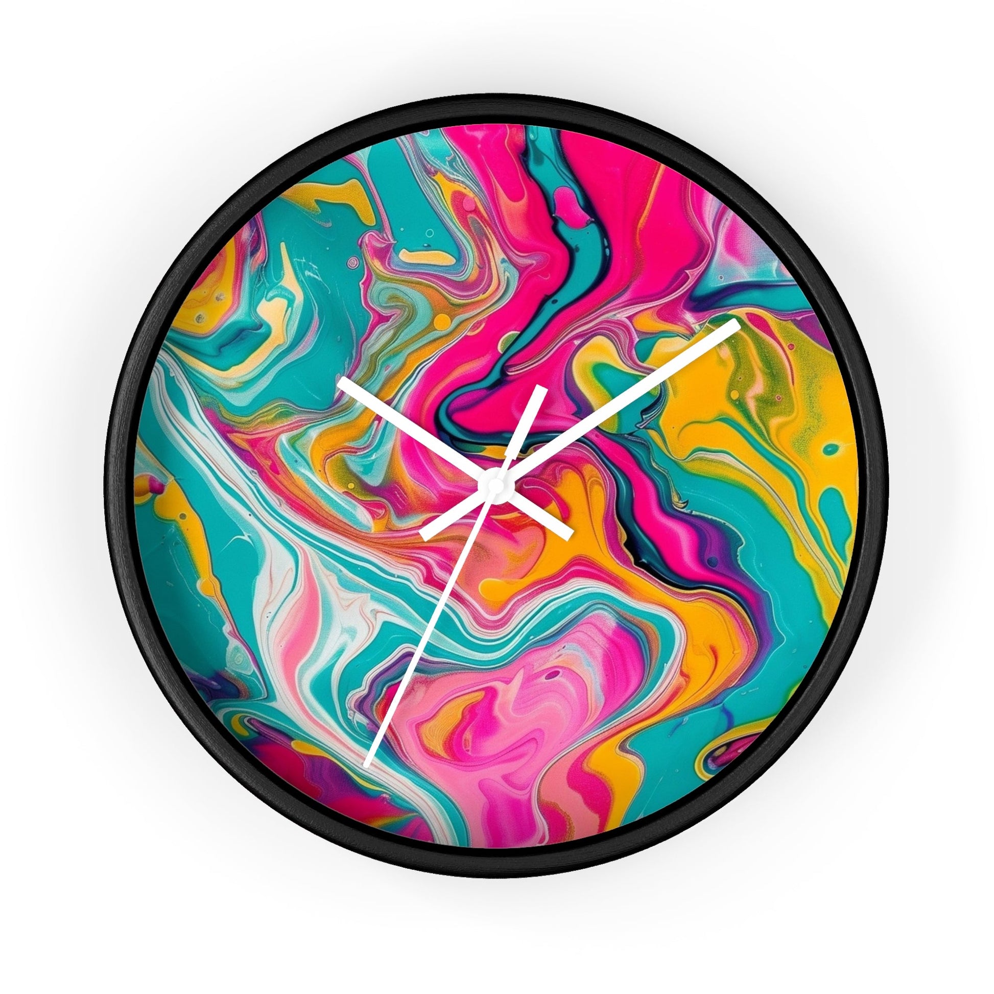 Colorful Abstract Fluid Art Wall Clock, Artsulli - Art is Long, Life is Short, Home Decor, Color, Black Base, Hands, White, Size, 10", 34010727502929257801