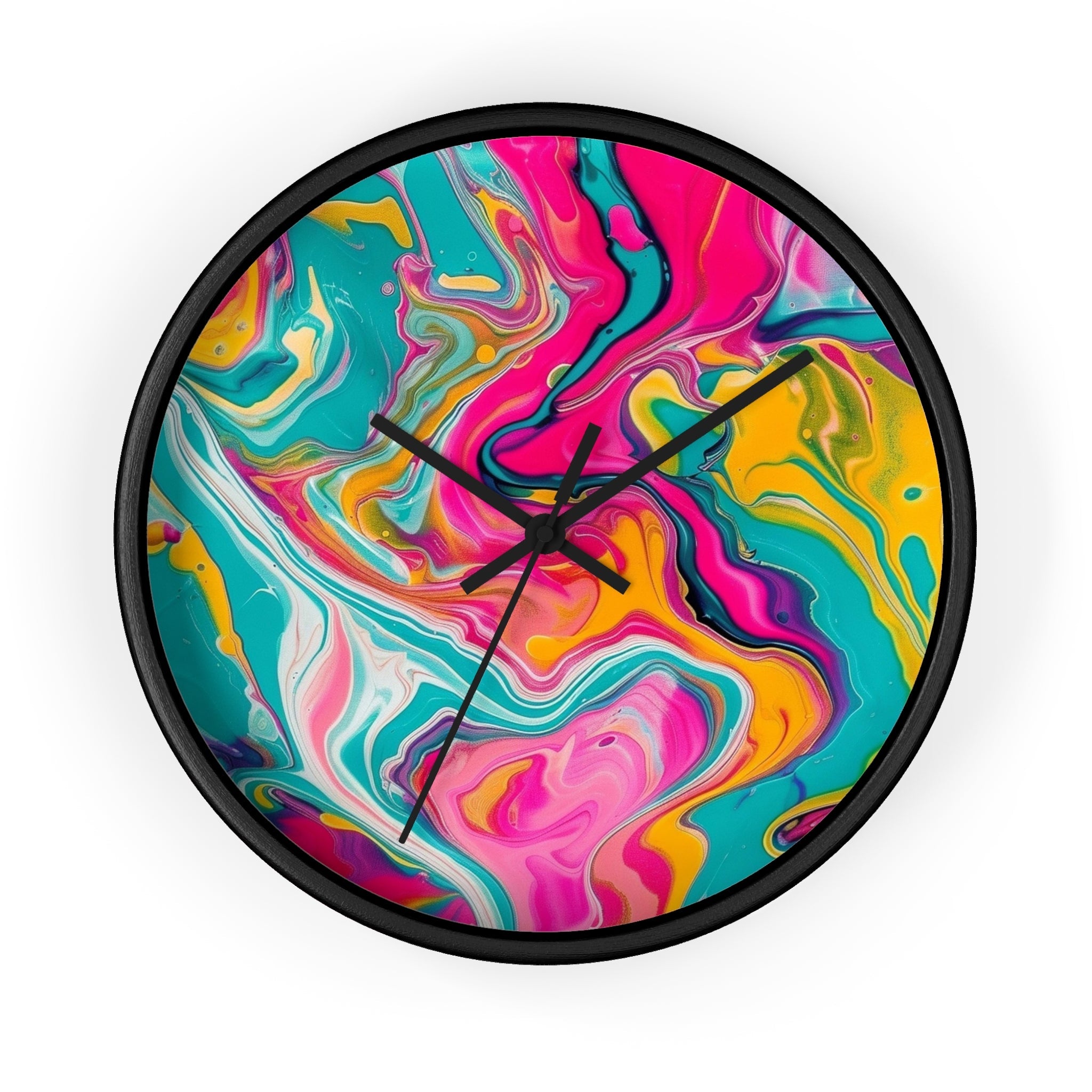 Printify Colorful Abstract Fluid Art Wall Clock 2025