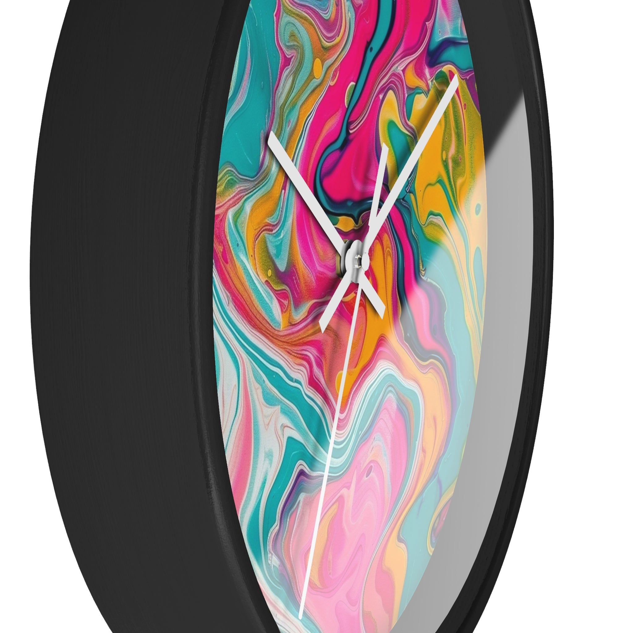 Colorful Abstract Fluid Art Wall Clock, Artsulli - Art is Long, Life is Short, Home Decor, , , , , , , 
