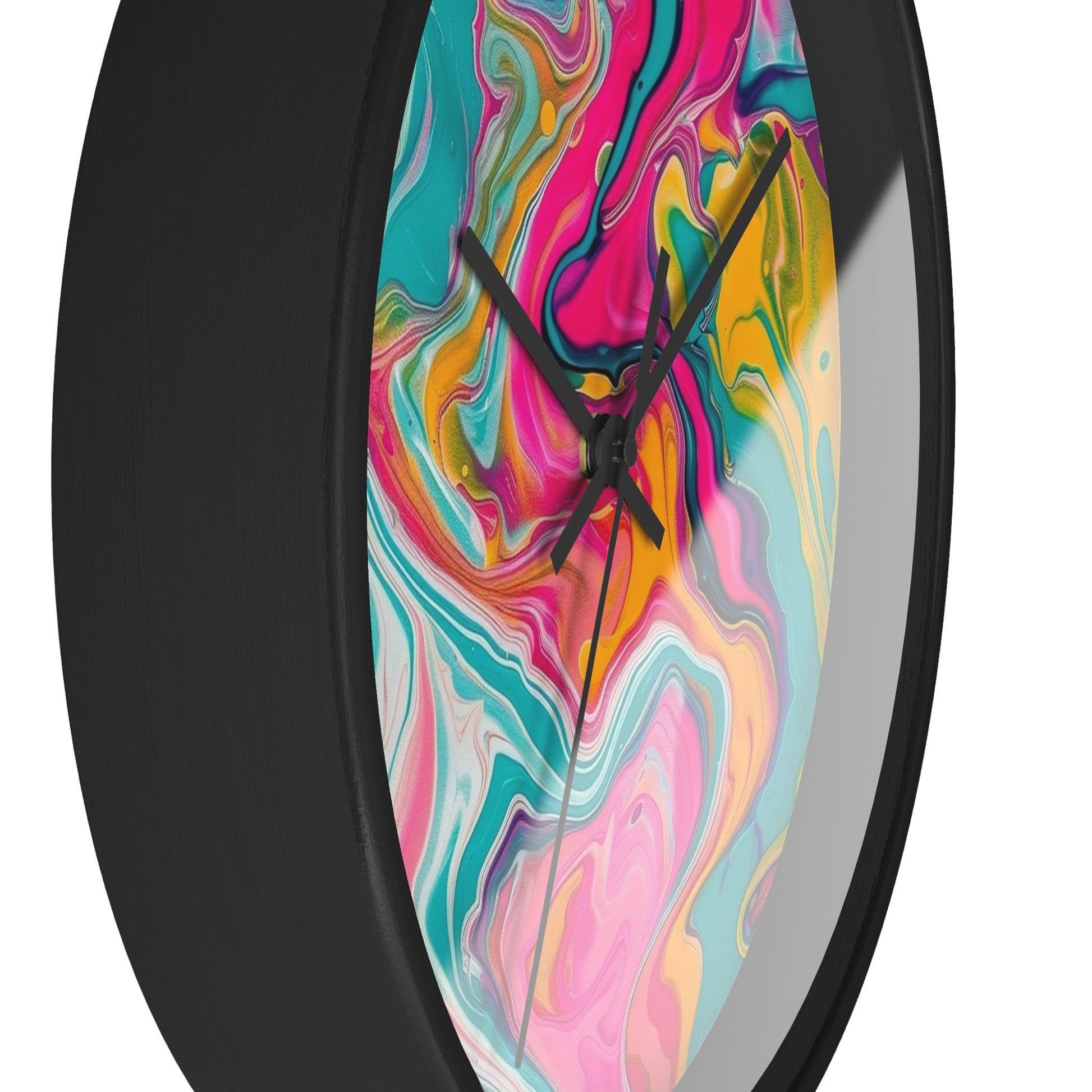 Colorful Abstract Fluid Art Wall Clock, Artsulli - Art is Long, Life is Short, Home Decor, , , , , , , 