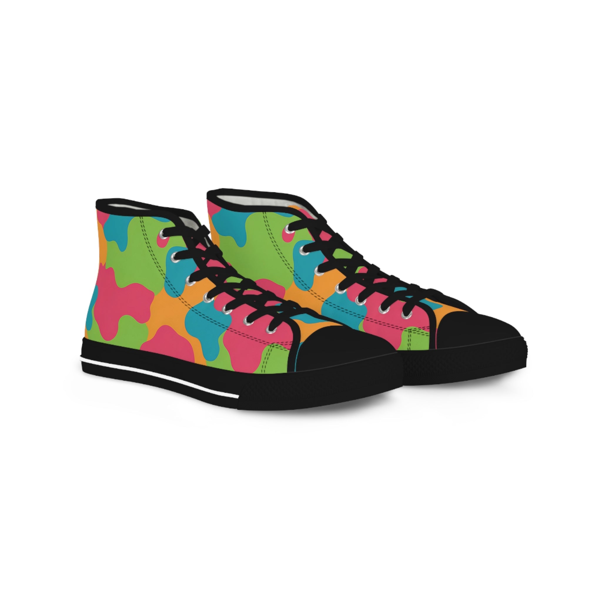 Colorful Abstract High-Top Sneakers, Artsulli - Art is Long, Life is Short, Shoes, Size, US 5, Color, Black sole, , , 26174308064892500391