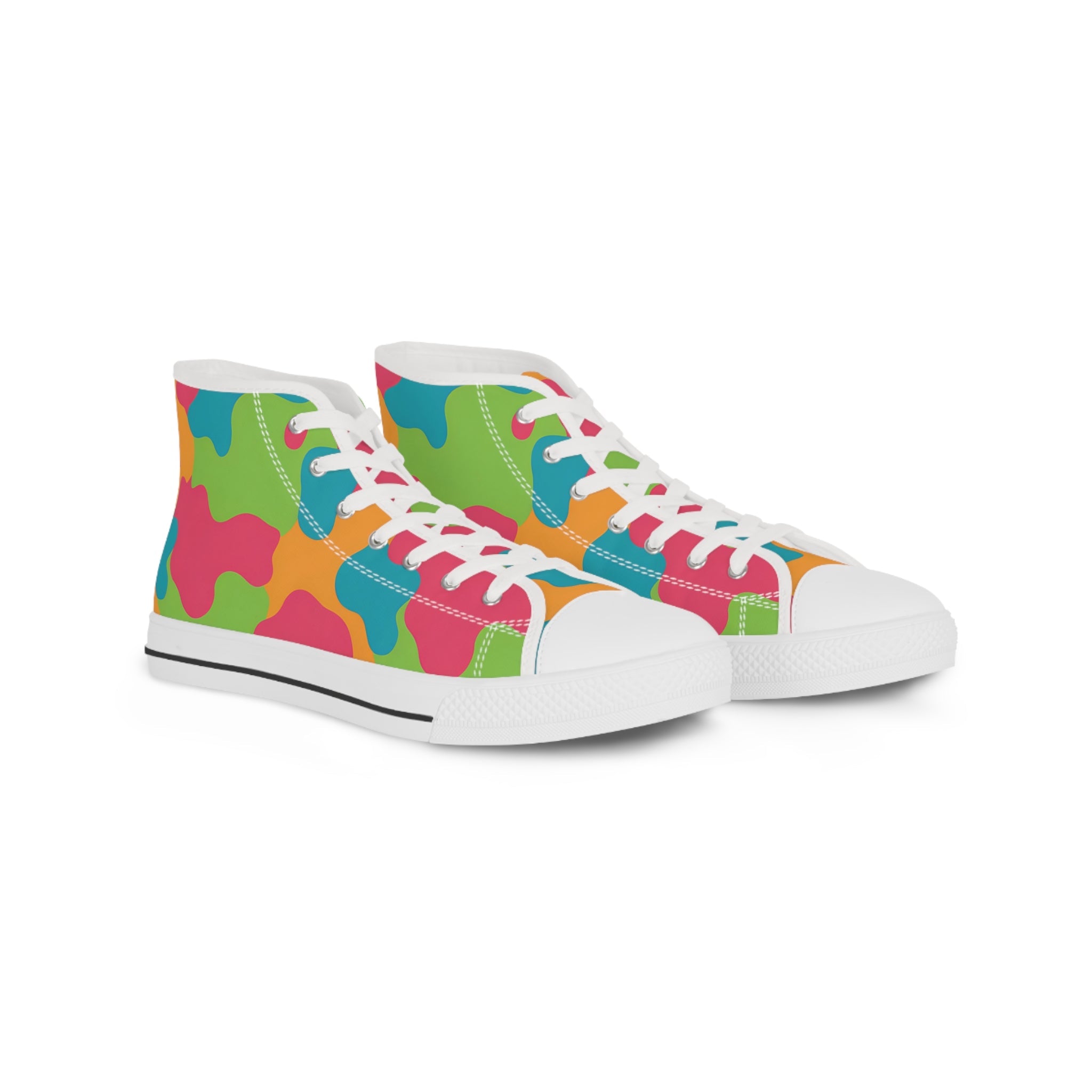 Colorful Abstract High-Top Sneakers, Artsulli - Art is Long, Life is Short, Shoes, Size, US 5, Color, White sole, , , 15288497972410732322