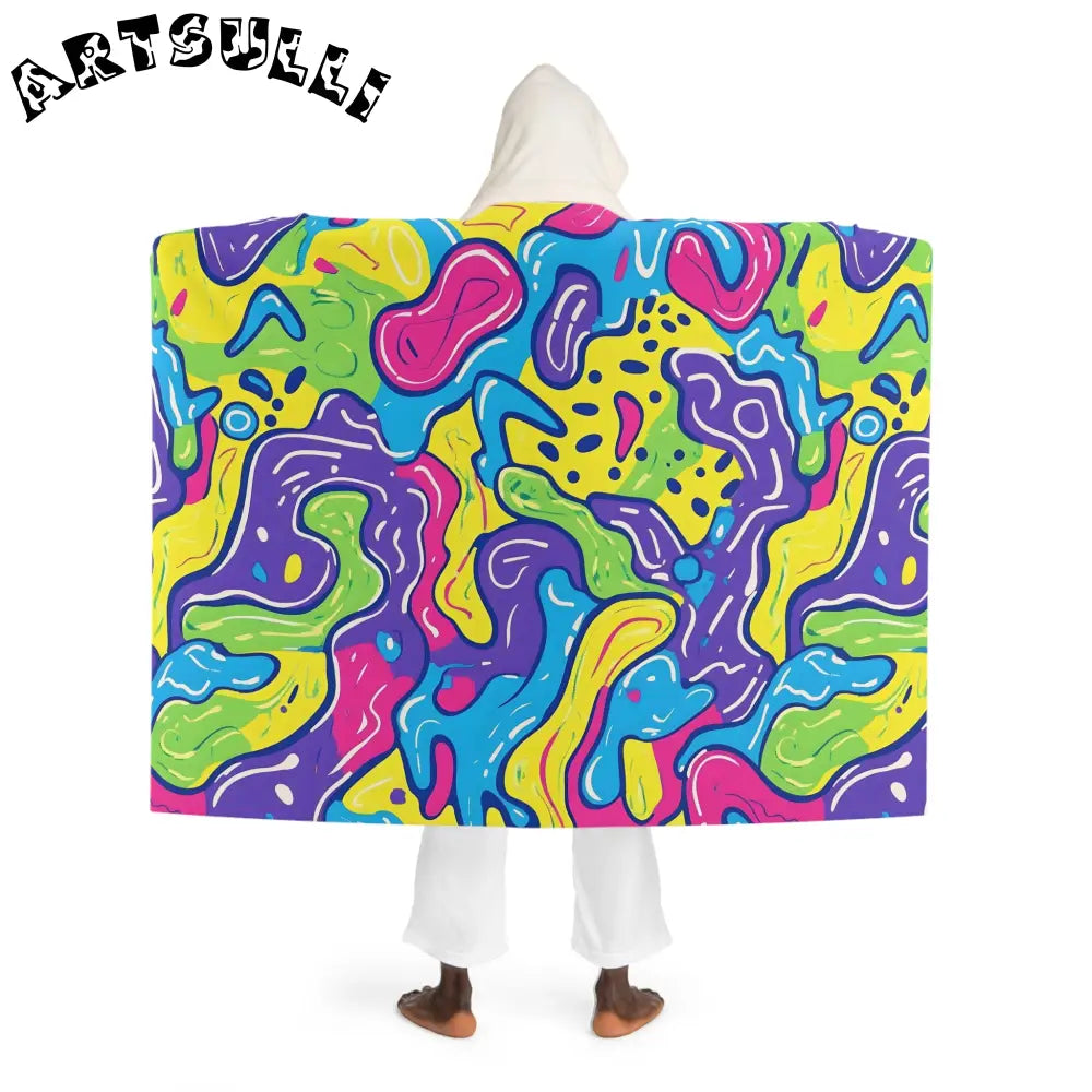 Colorful Abstract Hooded Fleece Blanket, Artsulli - Art is Long, Life is Short, All Over Prints, , , , , , , 