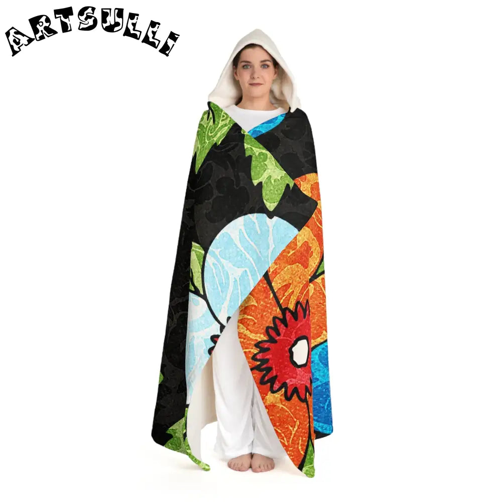 Colorful Abstract Hooded Sherpa Blanket, Artsulli - Art is Long, Life is Short, All Over Prints, , , , , , , 