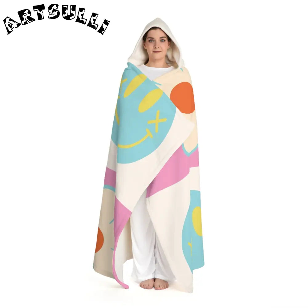 Colorful Abstract Hooded Sherpa Blanket, Artsulli - Art is Long, Life is Short, All Over Prints, , , , , , , 