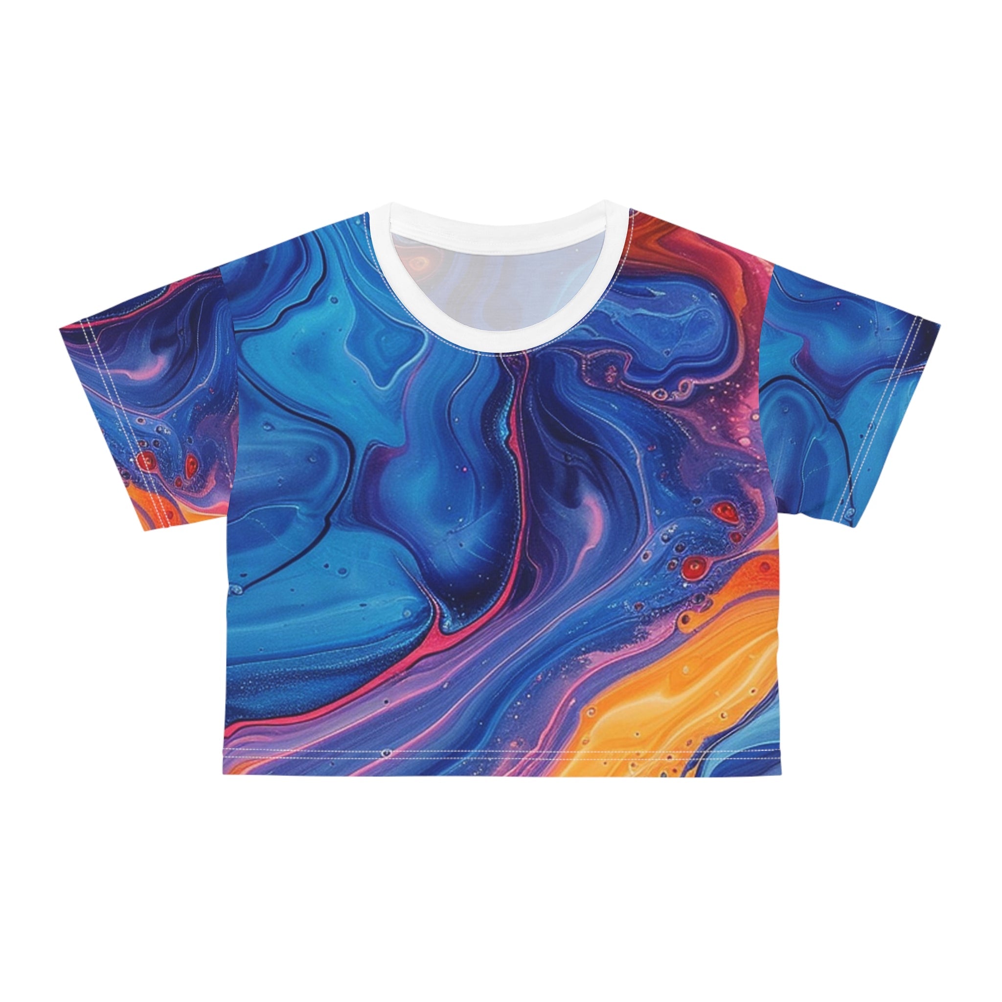 Printify Colorful Abstract Liquid Art Crop Tee 2025