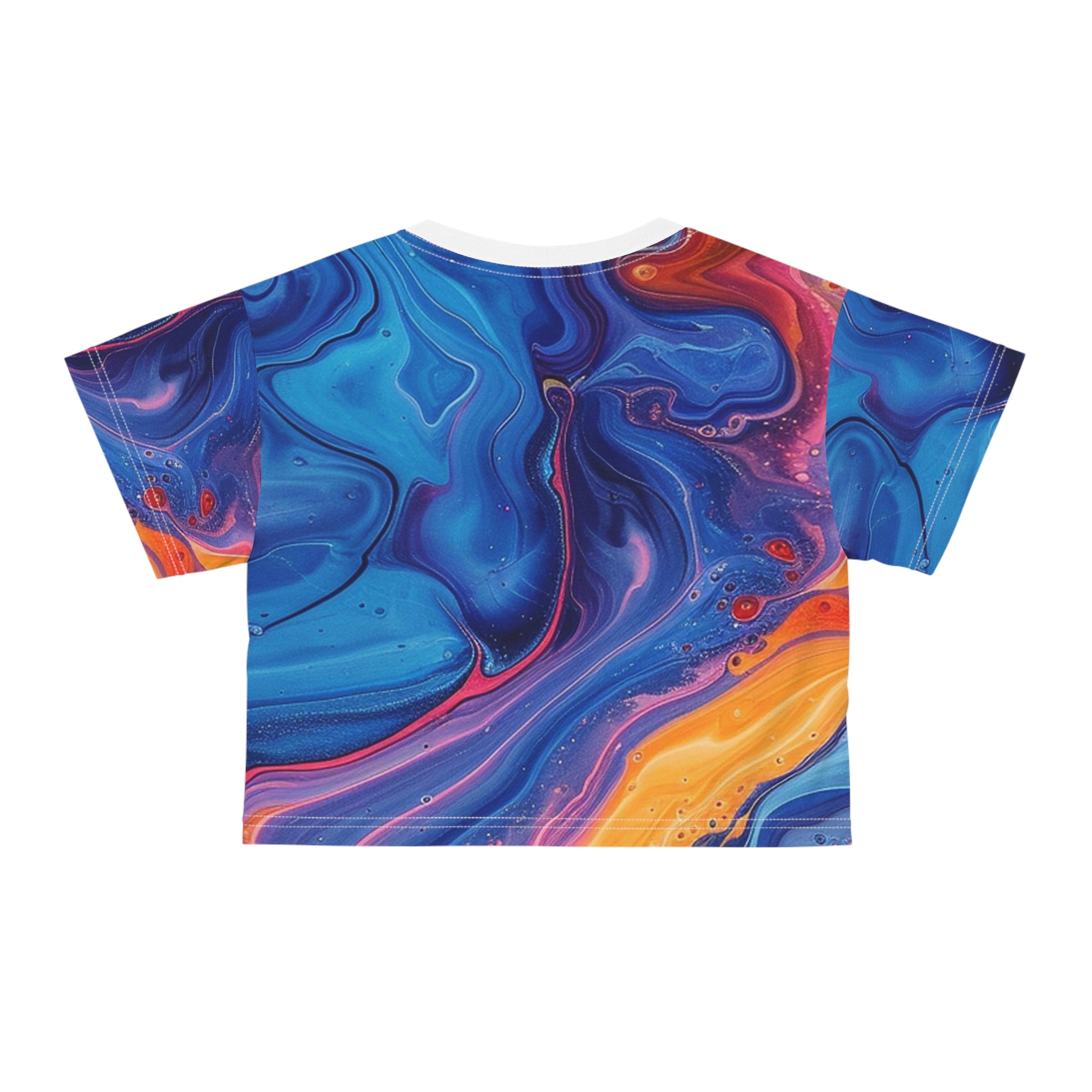 Printify Colorful Abstract Liquid Art Crop Tee 2025