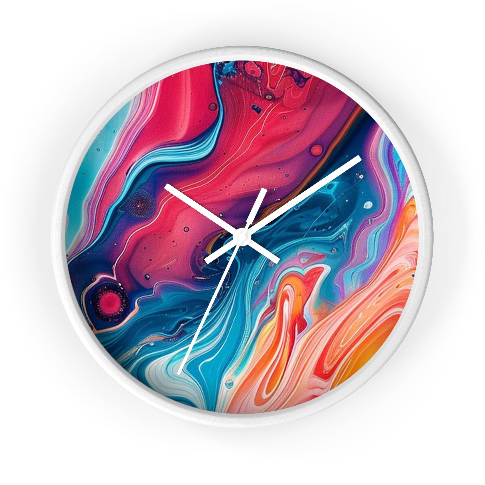 Colorful Abstract Liquid Art Wall Clock, Artsulli - Art is Long, Life is Short, Home Decor, Color, White Base, Hands, White, Size, 10", 16901649852834498355