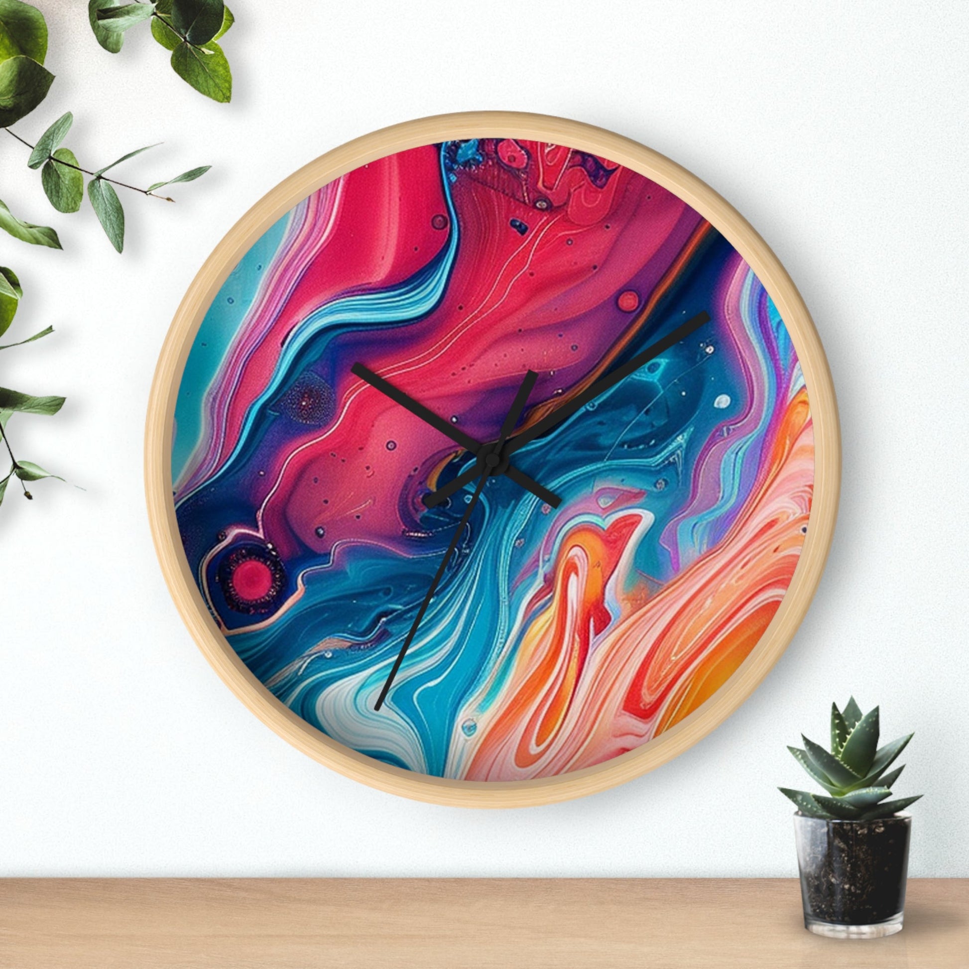 Colorful Abstract Liquid Art Wall Clock, Artsulli - Art is Long, Life is Short, Home Decor, , , , , , , 