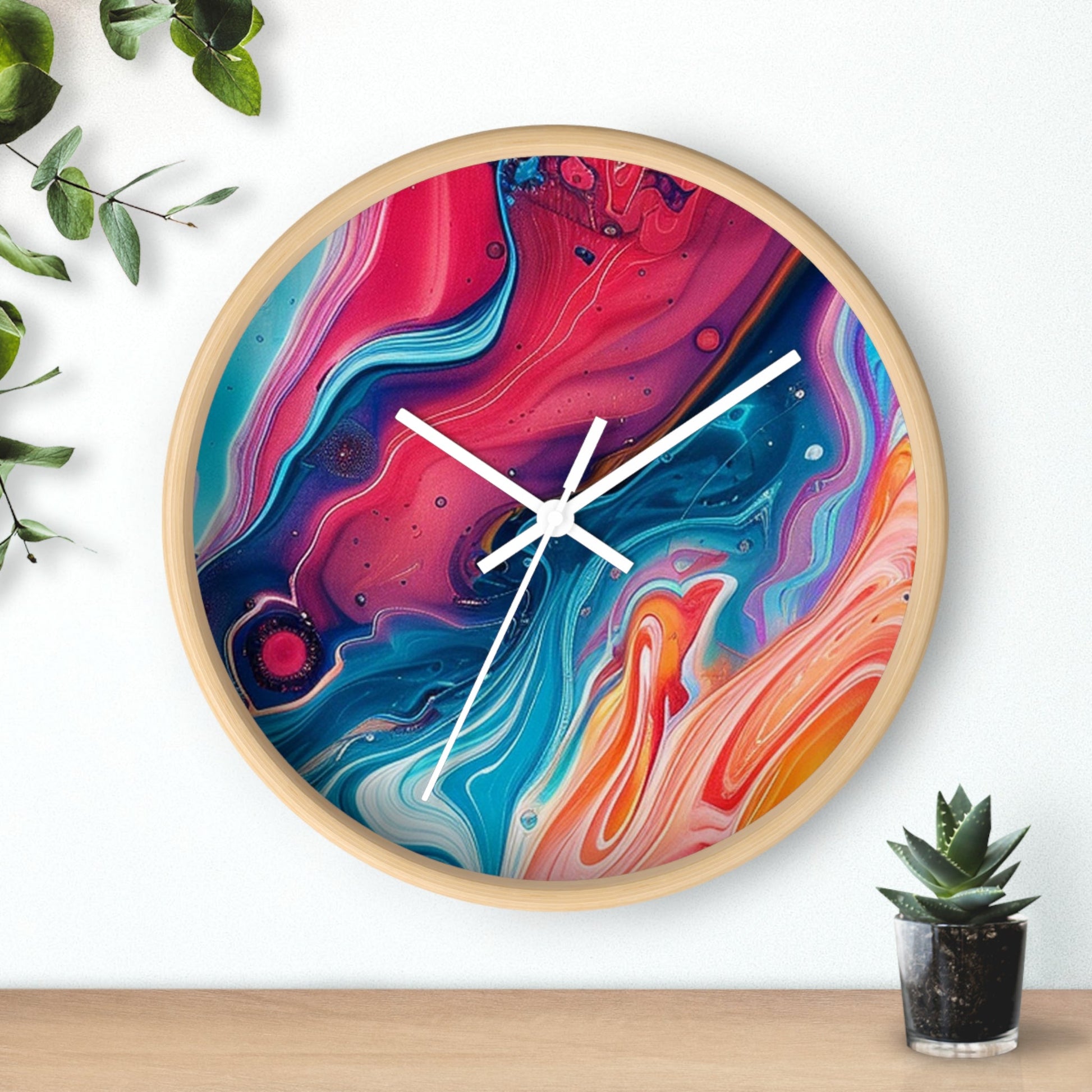 Colorful Abstract Liquid Art Wall Clock, Artsulli - Art is Long, Life is Short, Home Decor, , , , , , , 