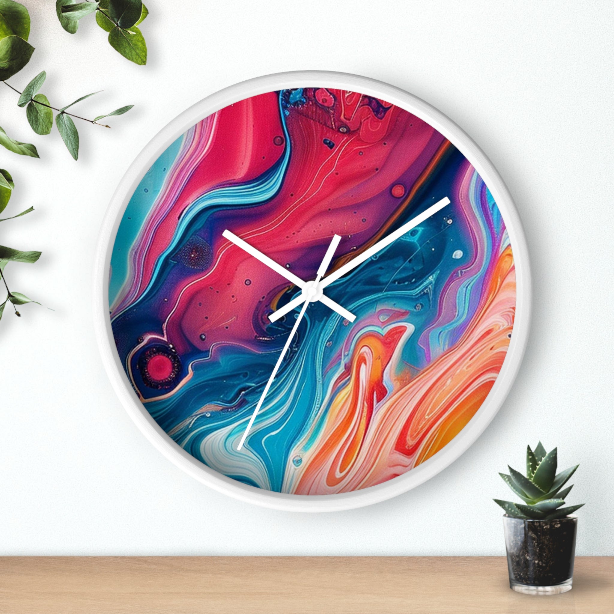 Colorful Abstract Liquid Art Wall Clock, Artsulli - Art is Long, Life is Short, Home Decor, , , , , , , 