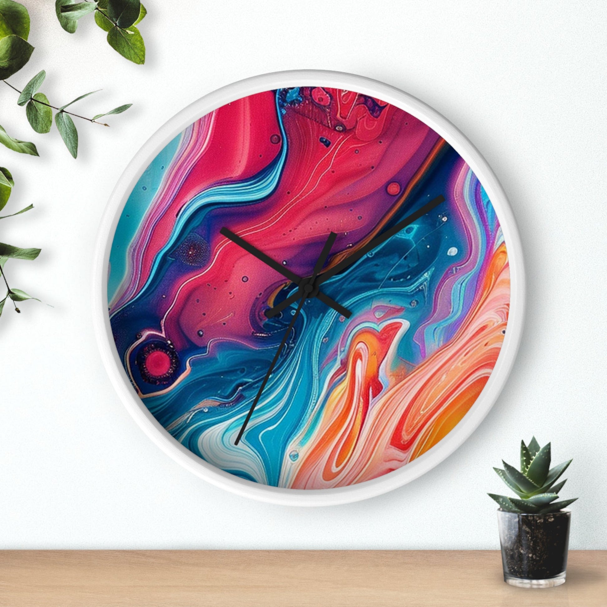 Colorful Abstract Liquid Art Wall Clock, Artsulli - Art is Long, Life is Short, Home Decor, , , , , , , 