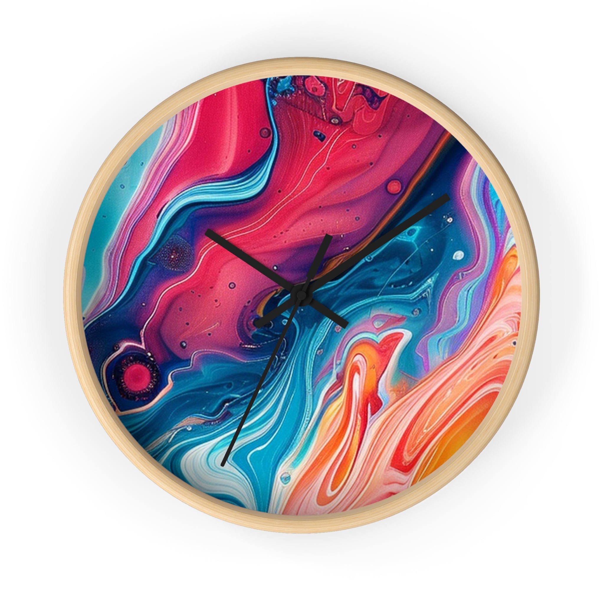 Printify Colorful Abstract Liquid Art Wall Clock 2025
