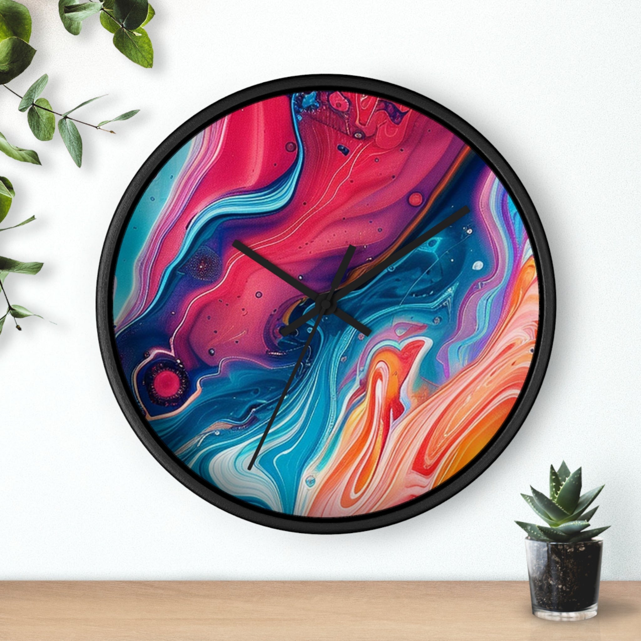 Colorful Abstract Liquid Art Wall Clock, Artsulli - Art is Long, Life is Short, Home Decor, , , , , , , 