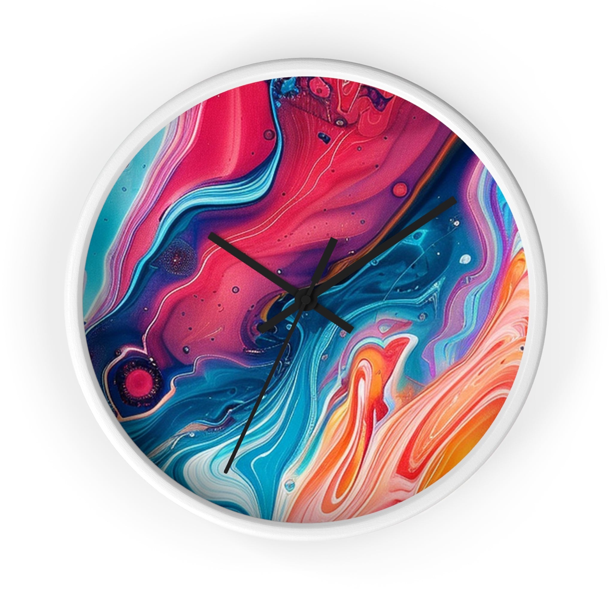Printify Colorful Abstract Liquid Art Wall Clock 2025