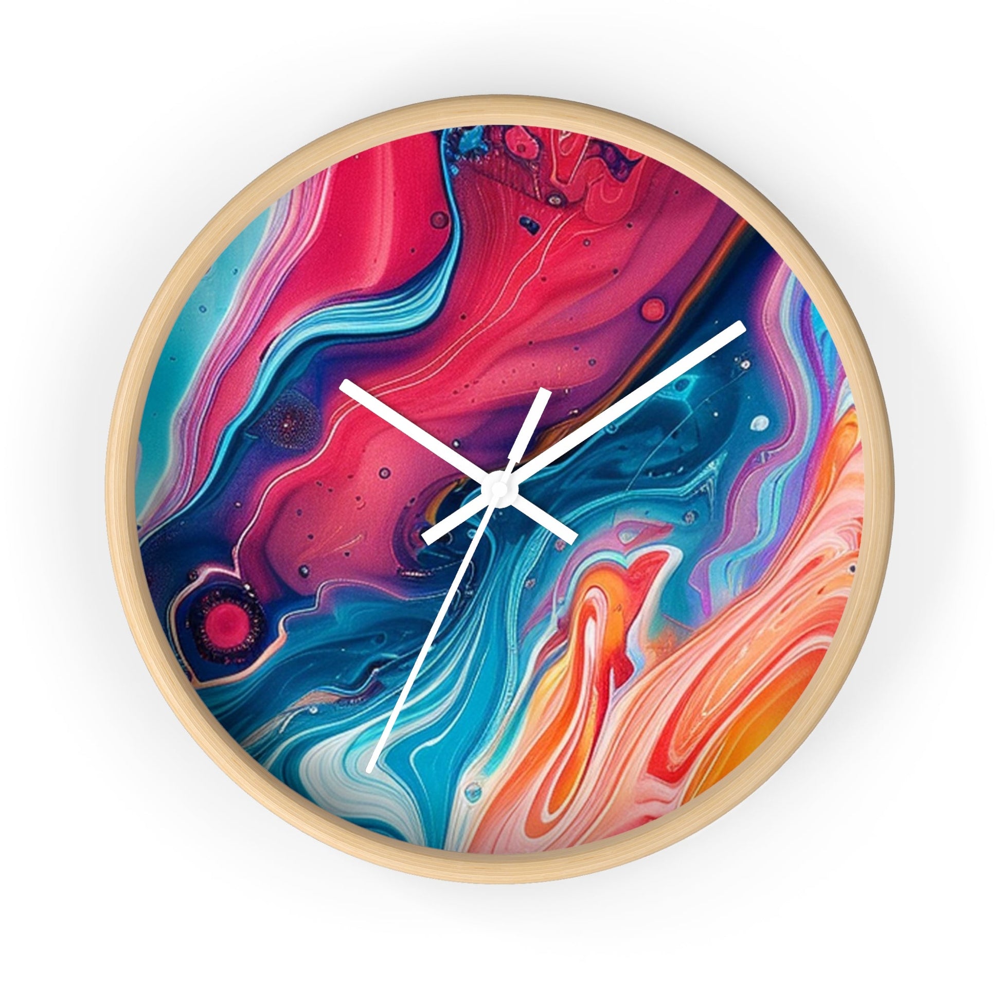 Colorful Abstract Liquid Art Wall Clock, Artsulli - Art is Long, Life is Short, Home Decor, Color, Wooden Base, Hands, White, Size, 10", 94982125543898157023